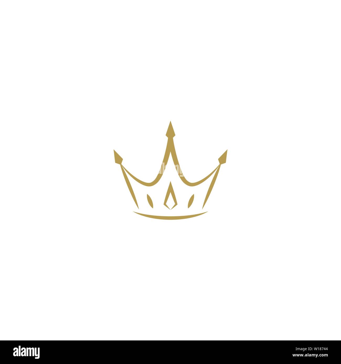 Golden Line Krone Symbol isoliert auf Weiss. Royal, Luxus, VIP, erste Klasse anmelden. Gewinner Auszeichnung. Monarchie, Autorität, Symbol. Vektor einfache illustr Stock Vektor