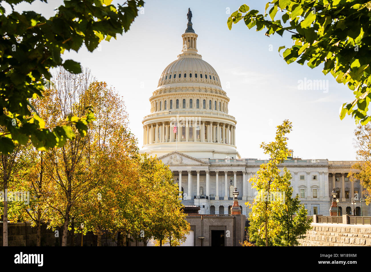 Capitol in Washington DC an einem sonnigen Herbsttag Stockfoto