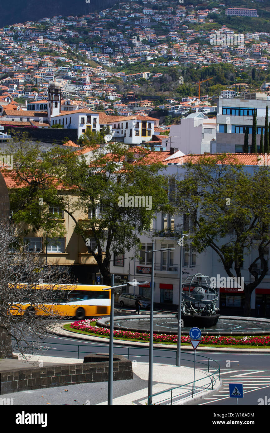 Brunnen Rotunda do Infante, Funchal, Madeira, Portugal, Europäische Union Stockfoto