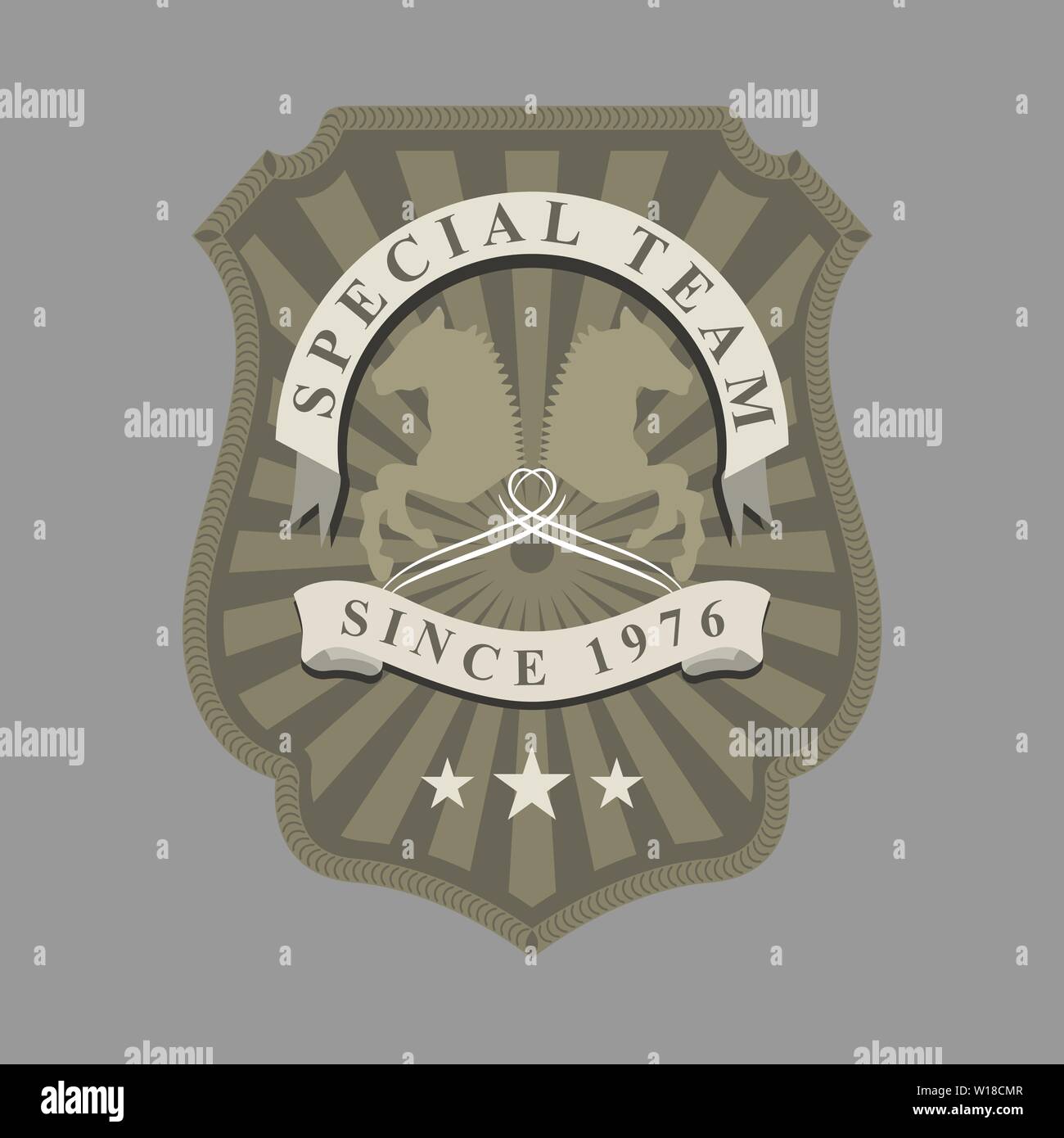 Klassische heraldischen königliche Emblem Abzeichen mit Schild und Running Horse Köpfe. Vector Illustration. Stock Vektor