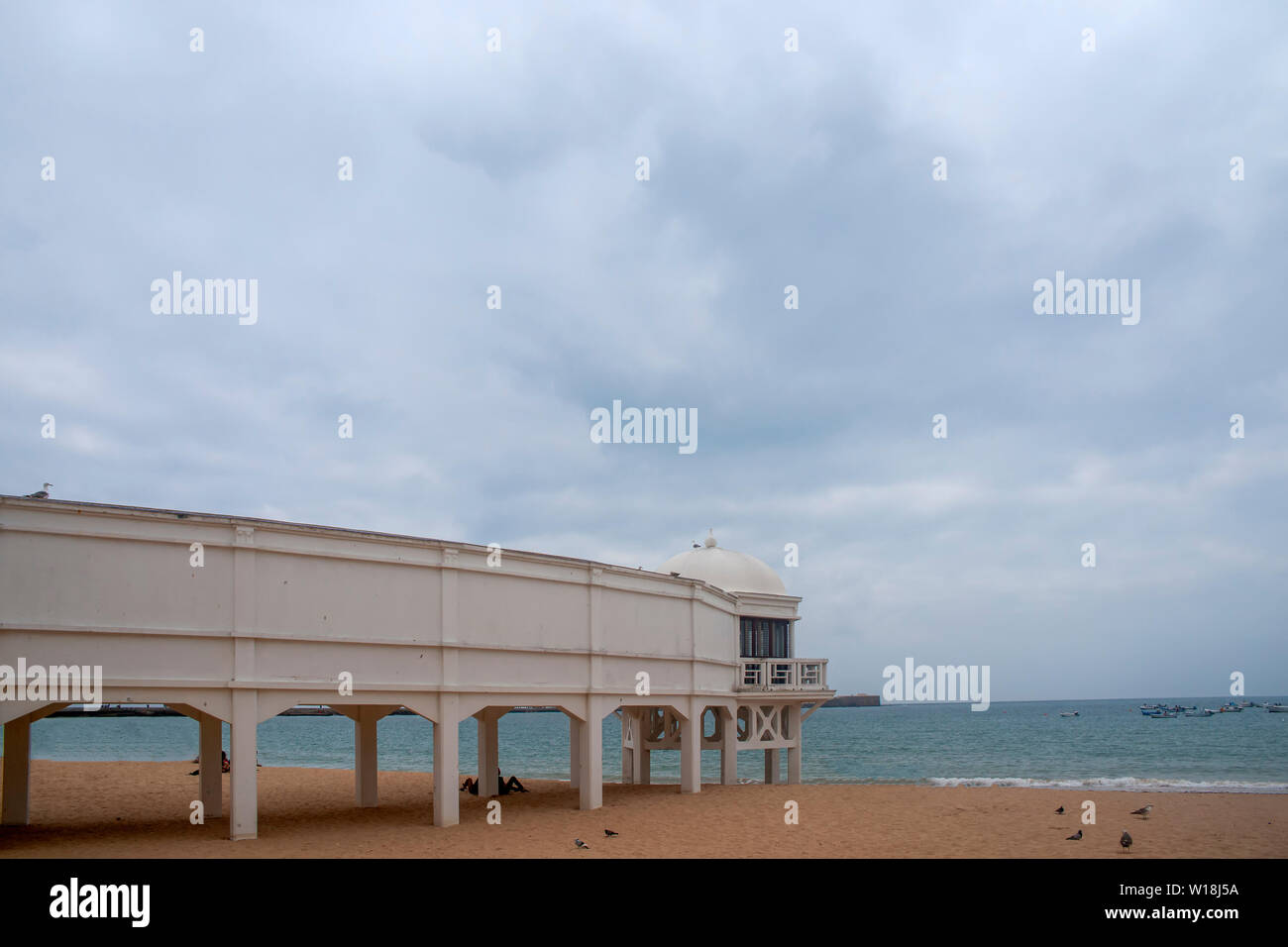 Schöne Sicht auf die Bucht von Cadiz, Andalusien Stockfoto