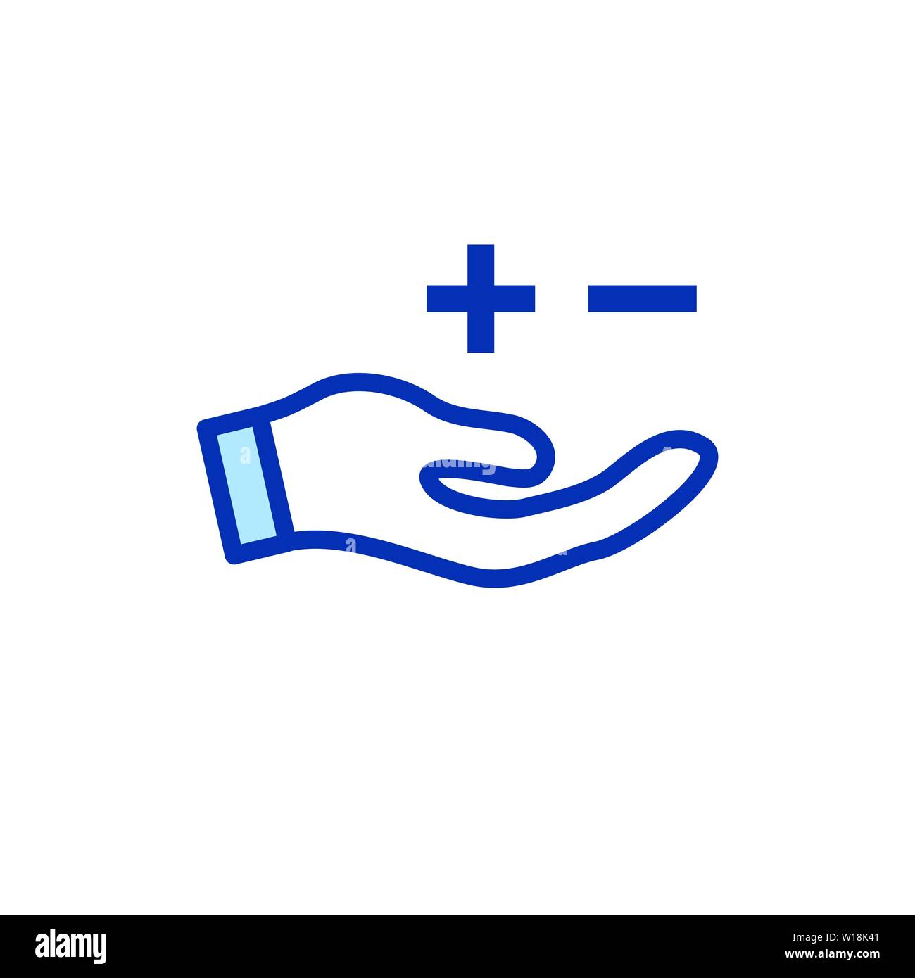 Positive und Negative, True oder False Bilder oder Plus und Minus Stock Vektor