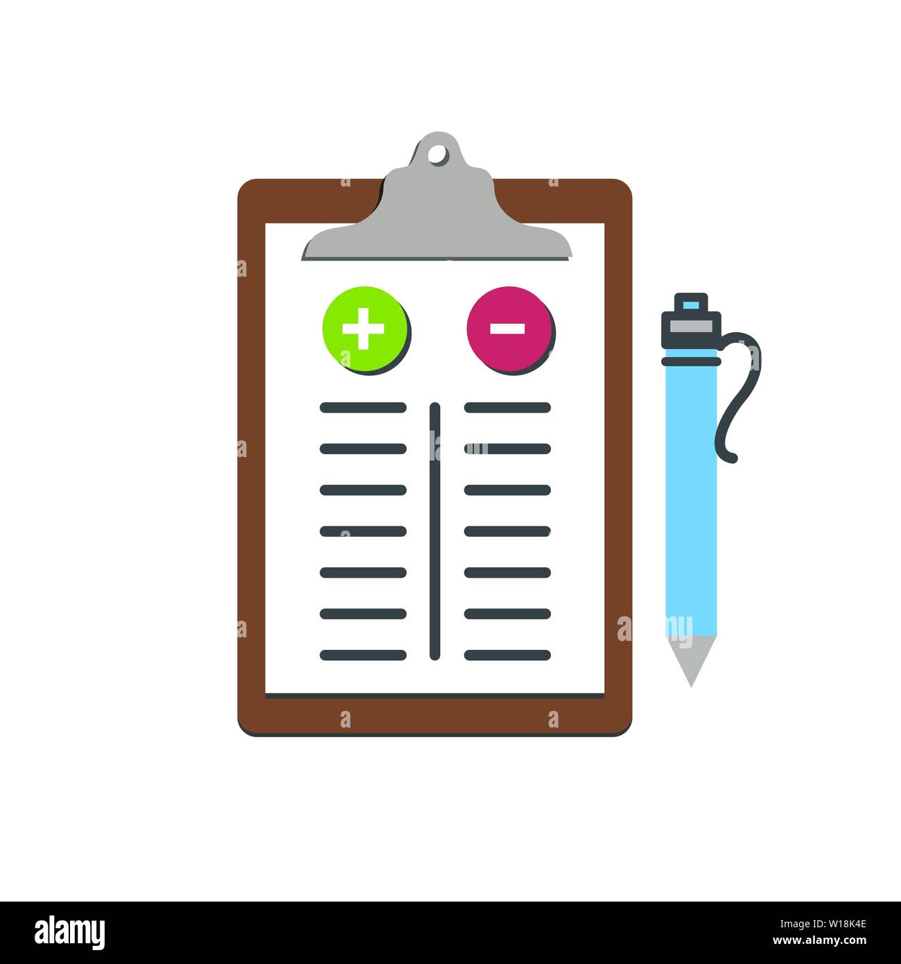 Positive und Negative, True oder False Bilder oder Plus und Minus Stock Vektor