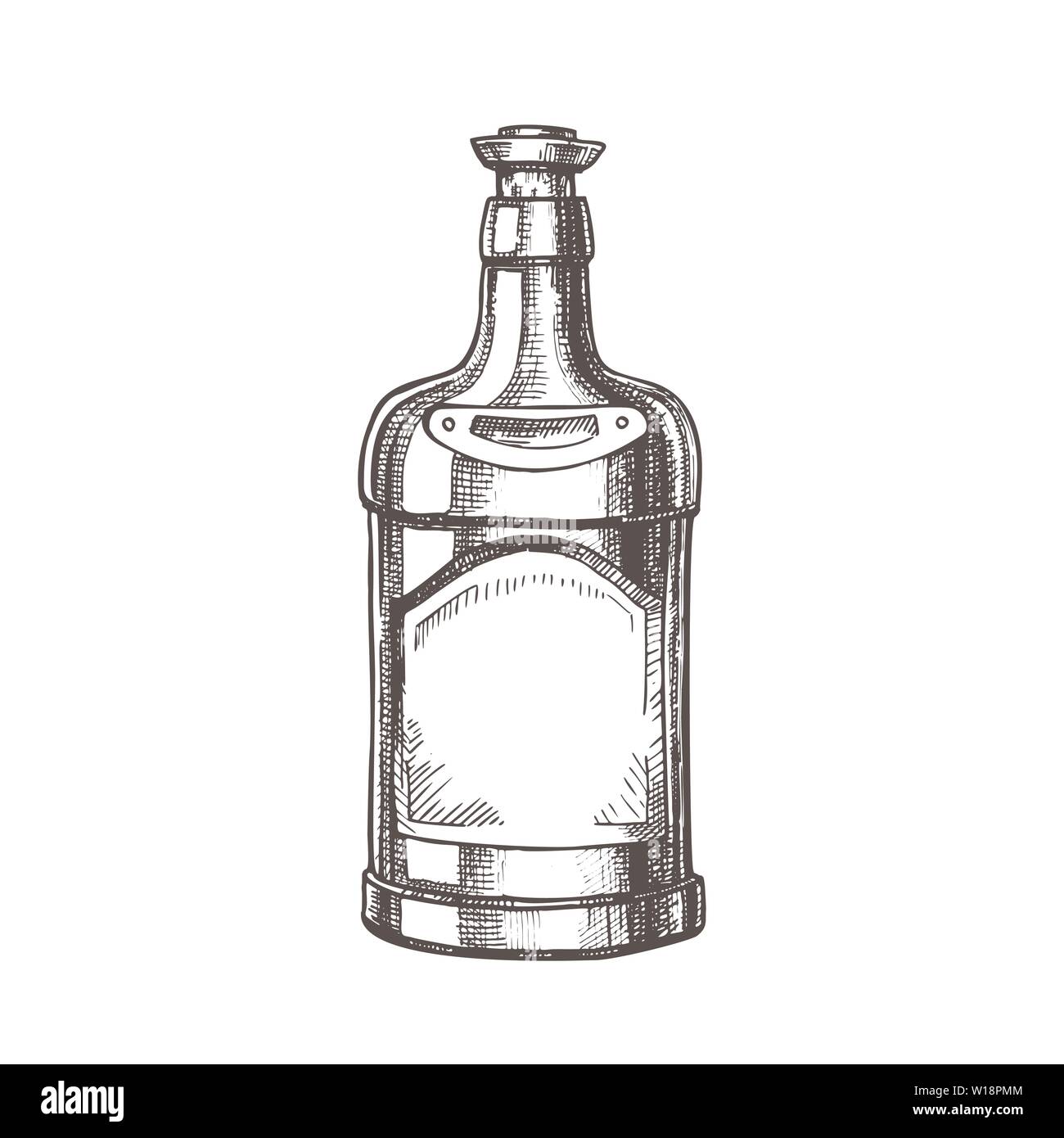 Classic Flasche Tequila Sombrero auf Vektor Stock Vektor