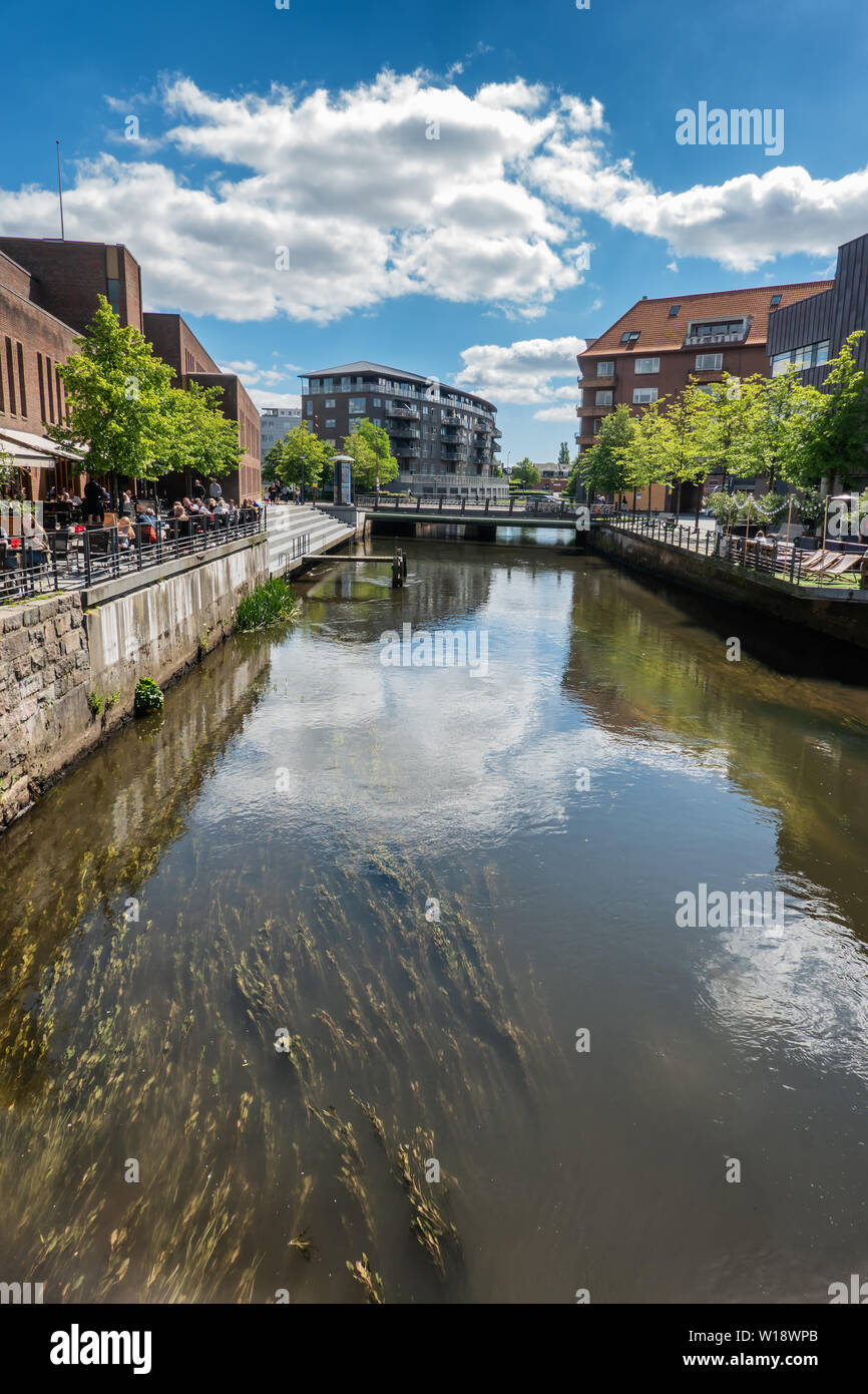 Vejle city center mit dem Fluss, Dänemark Stockfoto
