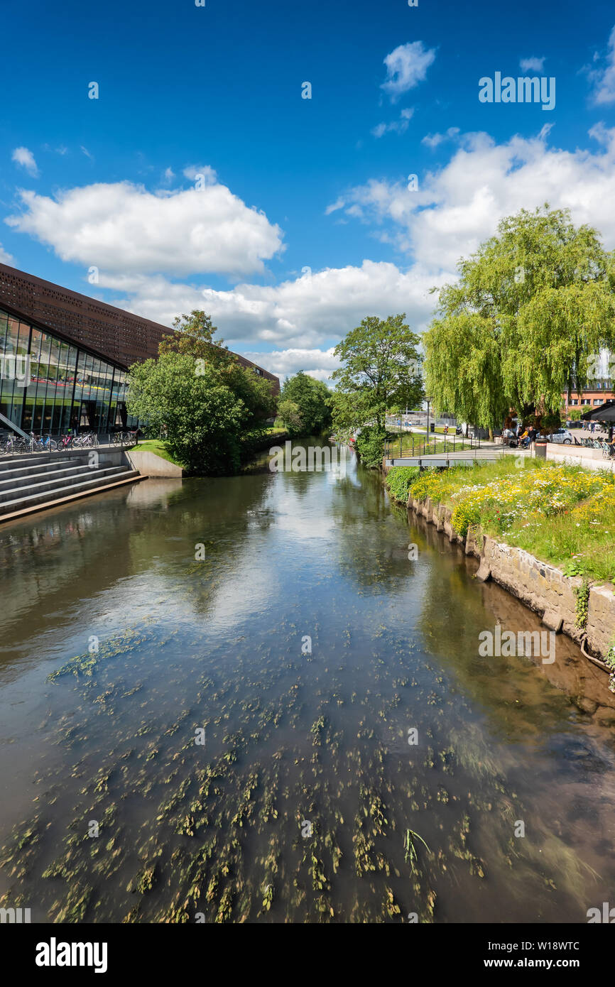 Vejle city center mit dem Fluss, Dänemark Stockfoto
