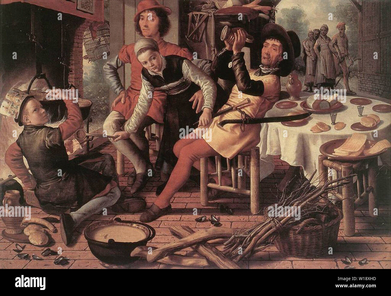 Pieter Aertsen - Bauern Hearth 1560 Stockfoto