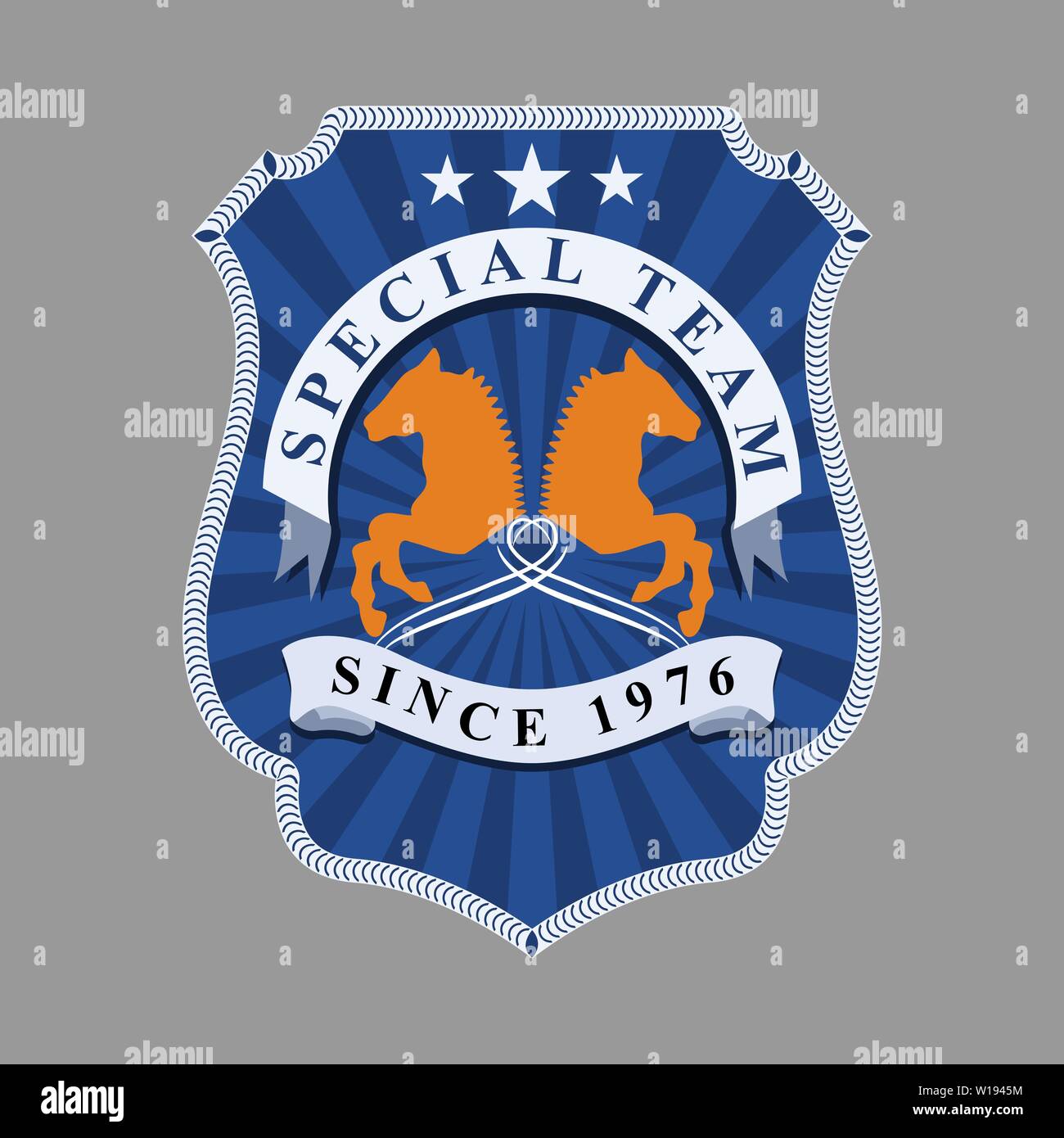 Klassische heraldischen königliche Emblem Abzeichen mit Schild und Running Horse Köpfe. Vector Illustration. Stock Vektor