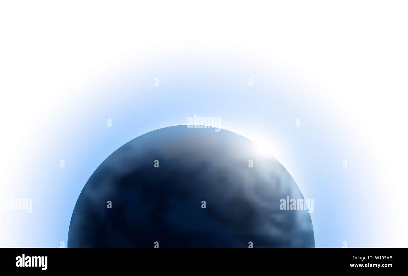 Vektor der Planet Erde mit Sunrise im Raum auf weißem Hintergrund. Blauer Globus Abbildung. Sciense Astronomie design Element. Stock Vektor Vektor der Planet Erde mit Sunrise im Raum auf weißem Hintergrund. Blauer Globus Abbildung. Sciense Astronomie design Element. Stock Vektor