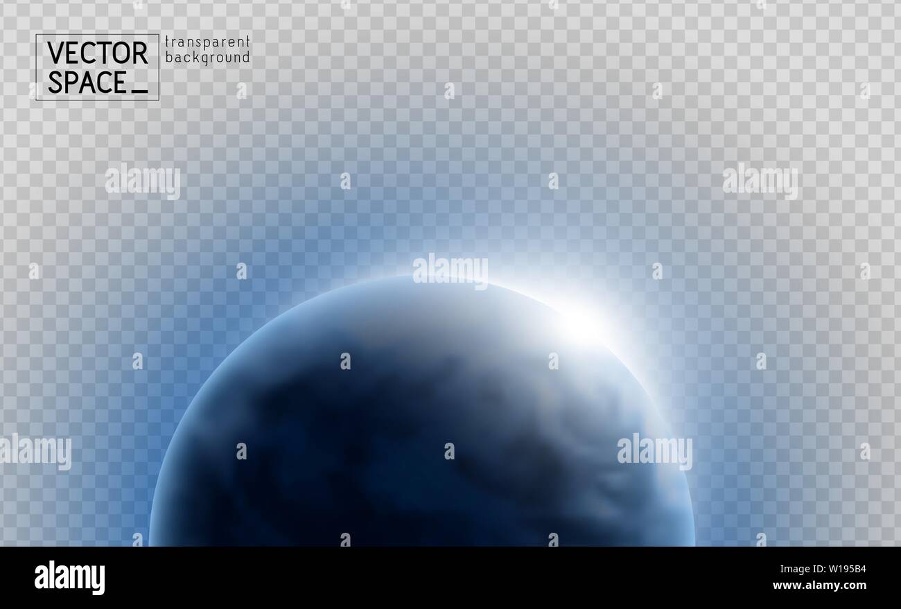 Vektor der Planet Erde mit Sunrise im Raum auf transparentem Hintergrund isoliert. Blauer Globus Abbildung. Sciense Astronomie design Element. Stock Vektor Vektor der Planet Erde mit Sunrise im Raum auf transparentem Hintergrund isoliert. Blauer Globus Abbildung. Sciense Astronomie design Element. Stock Vektor