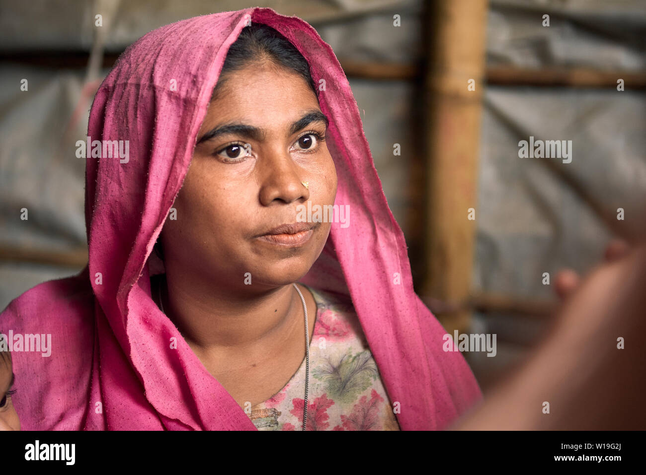 Portrait der Rohingya Frau 'Mariam" in Kutupalong Rohingya Flüchtlingslager, Bangladesch Stockfoto