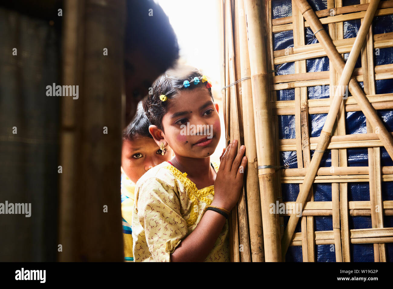 Porträt eines Kindes in Kutupalong Rohingya Flüchtlingslager, Bangladesch Stockfoto