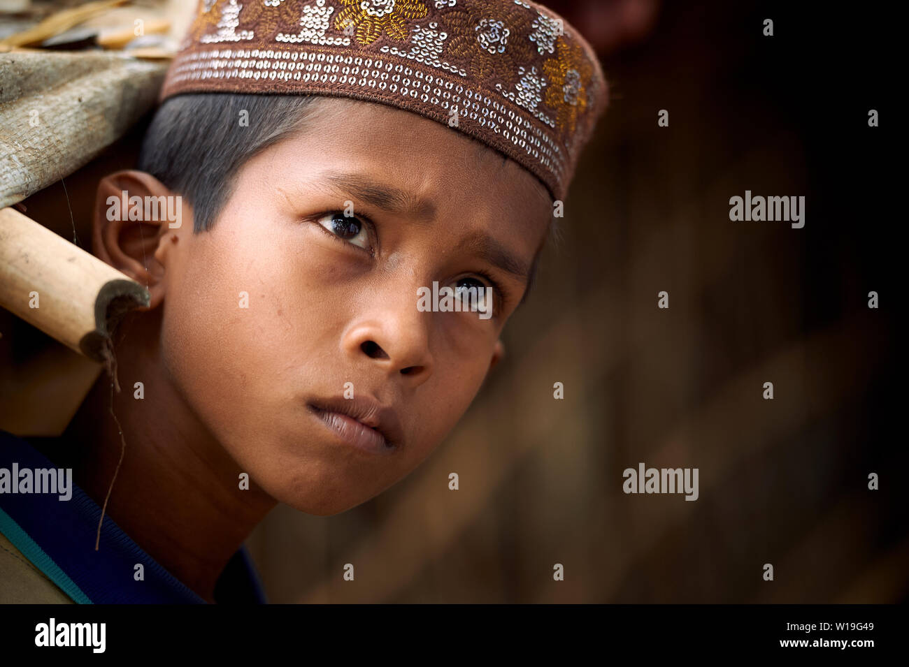 Porträt eines Kindes in Kutupalong Rohingya Flüchtlingslager, Bangladesch Stockfoto