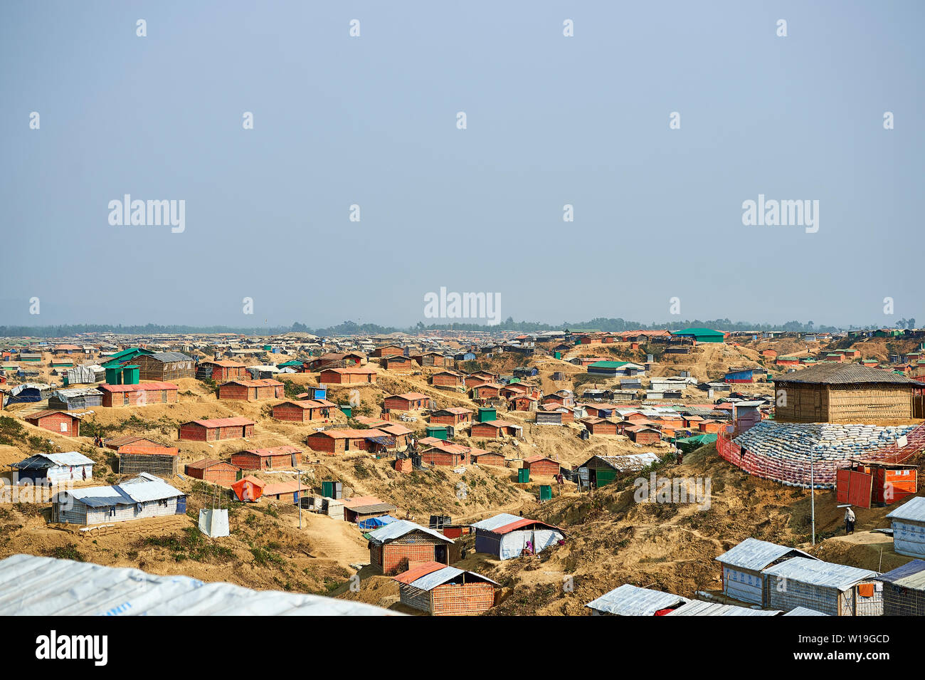 Landschaft der Rohingya Flüchtlingslager Kutupalong, Bangladesch Stockfoto