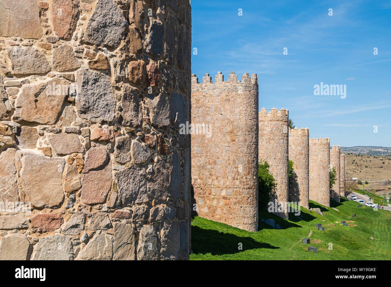 Wände, die spanische Stadt Avila, Türmchen Stockfoto
