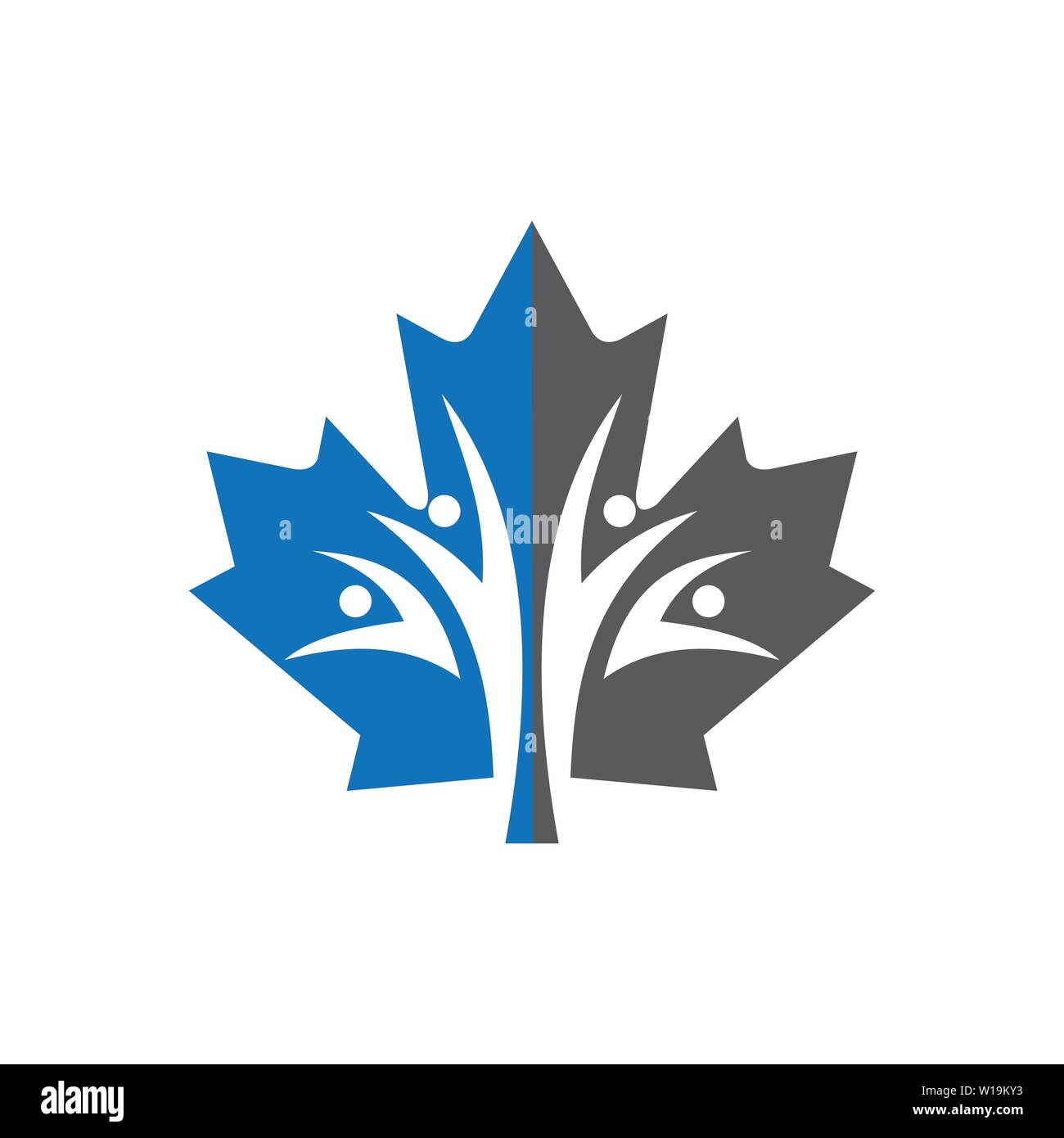 Marihuana Blatt mit Menschen Logo Design Template Stock Vektor