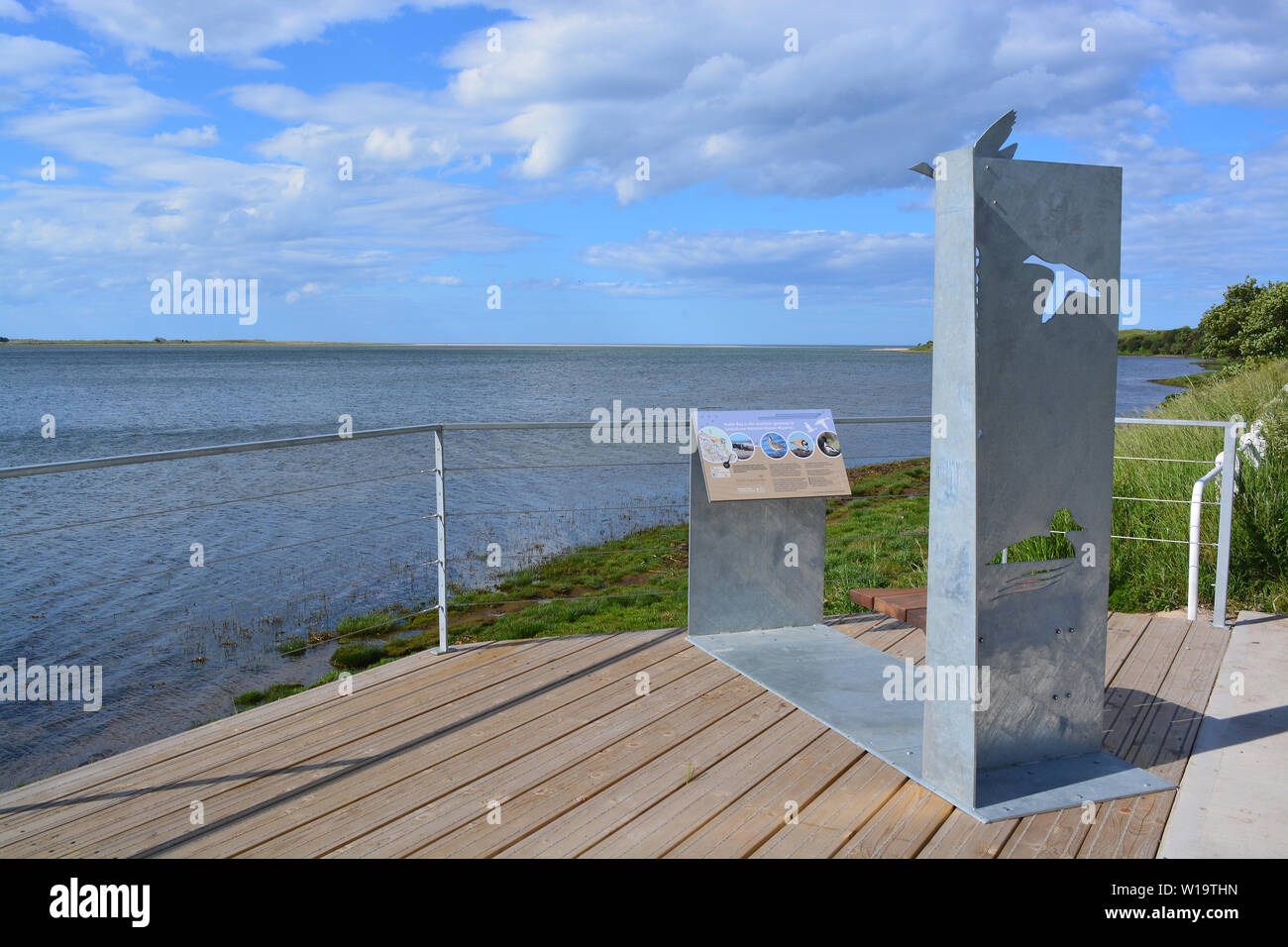 Budle Bay, Northumberland Informationen Punkt Stockfoto