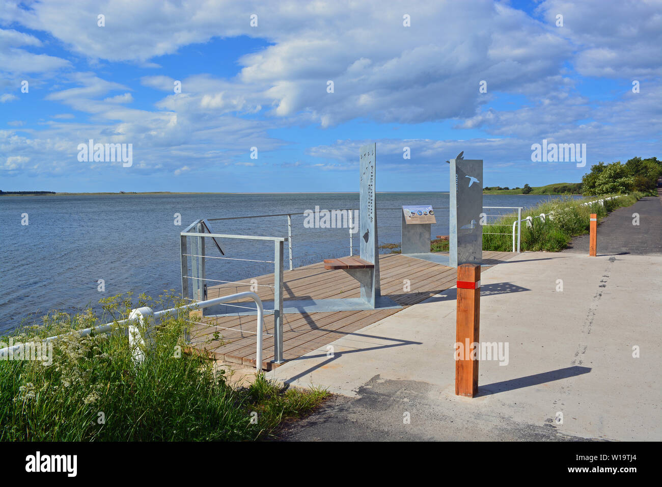 Budle Bay, Northumberland Informationen Punkt Stockfoto