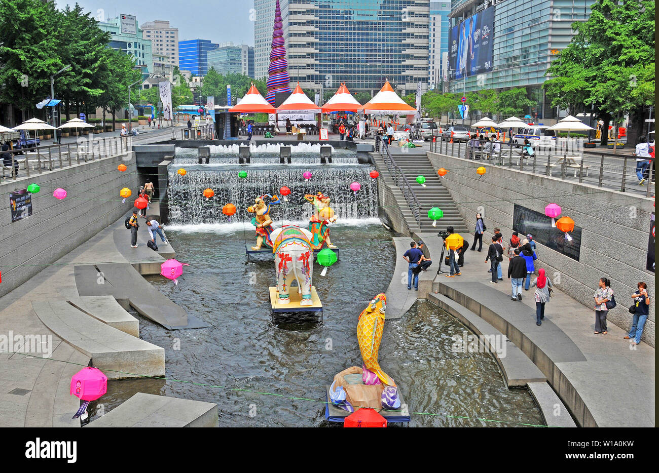 Fluss Cheonggyecheon, Seoul, Südkorea Stockfoto