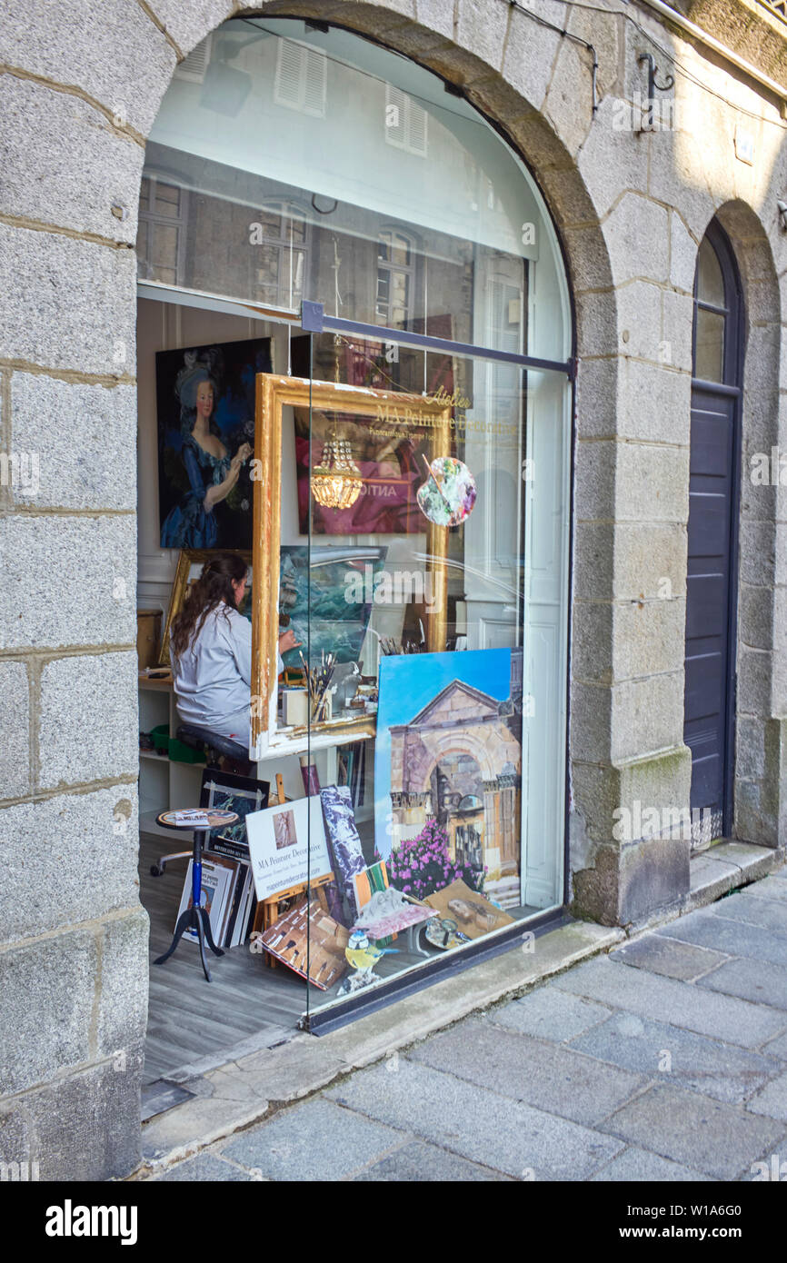 Ein Maler an der Arbeit in Fougères, Art Studio, rue Lesueur Stockfoto