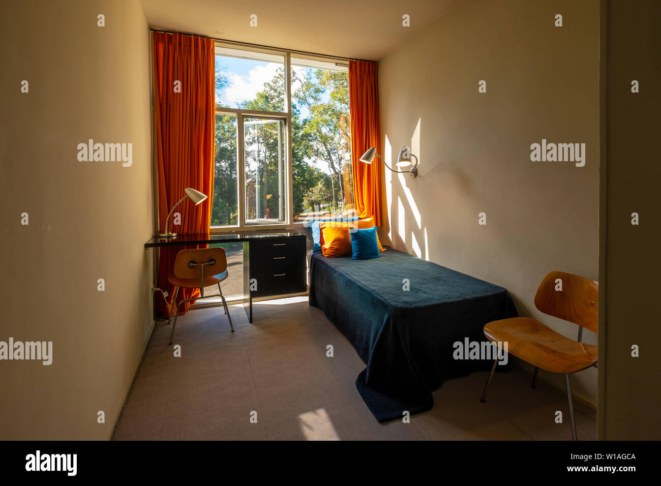 Rose Seidler House ist eine denkmalgeschützte ehemalige Residenz und jetzt House Museum in Wahroonga, Sydney, NSW, Australien von Harry Seidler. Stockfoto