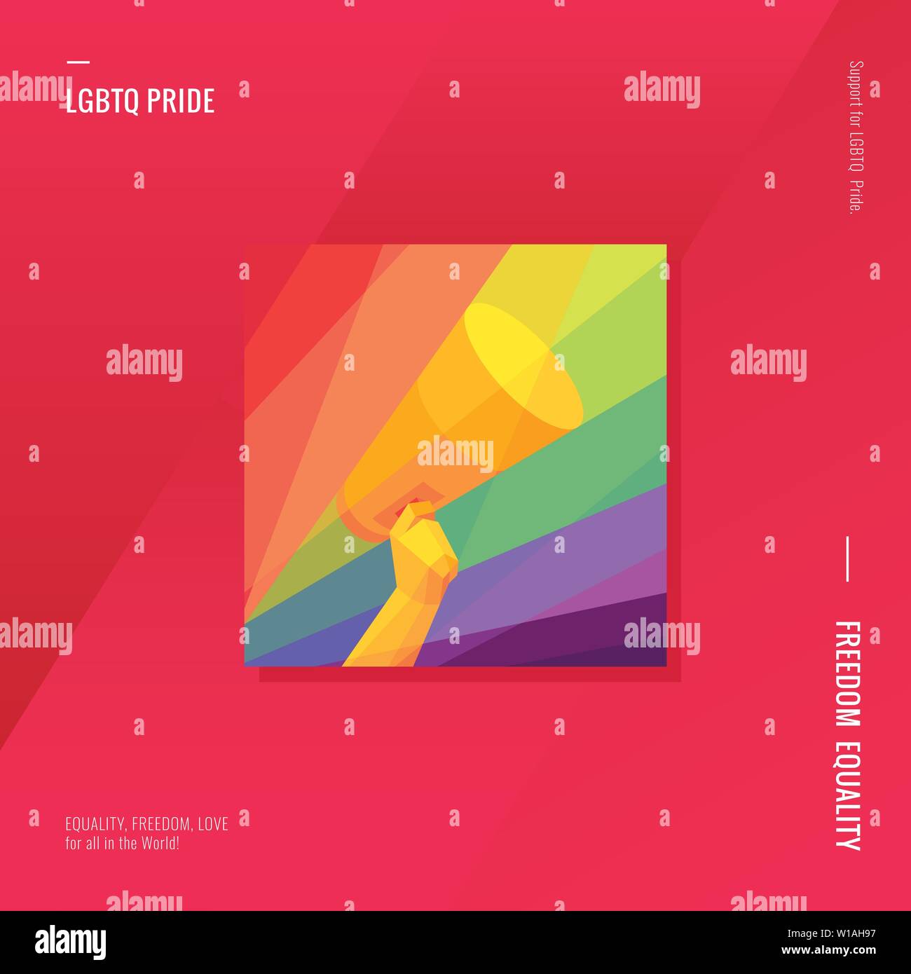 Unterstützung LGBT Pride. Rainbow abstrakt. Hand. Bunte Formen. Freiheit. Gleichstellung von Frauen und Männern. Liebe. Vektor. Vorlage für Poster, Banner, Karte. Stock Vektor