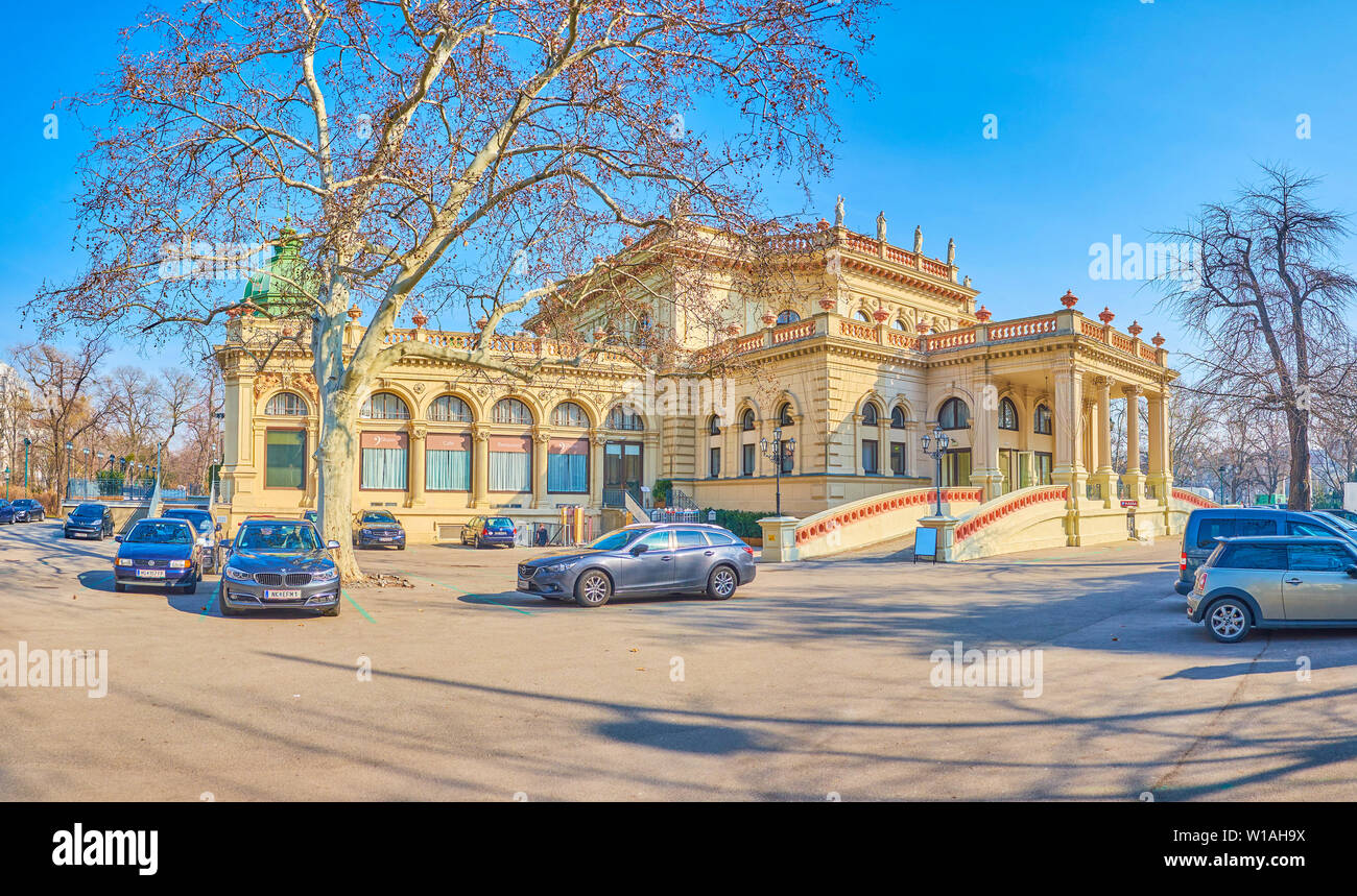 Wien, Österreich - 18 Februar, 2019: Der berühmte Kursalon Konzertsaal mit Restaurant im Stadtpark von Wien, am 18. Februar in Wien. Stockfoto