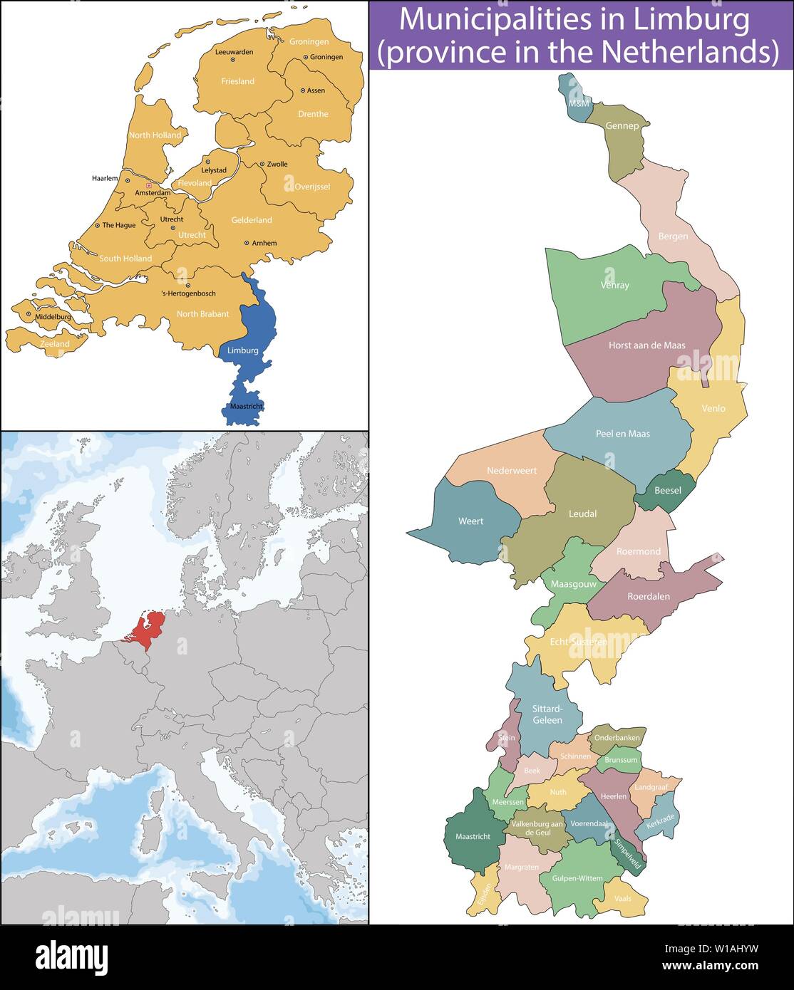 Provinz In Den Niederlanden 6 Buchstaben Maastricht detail Stock-Vektorgrafiken kaufen - Alamy