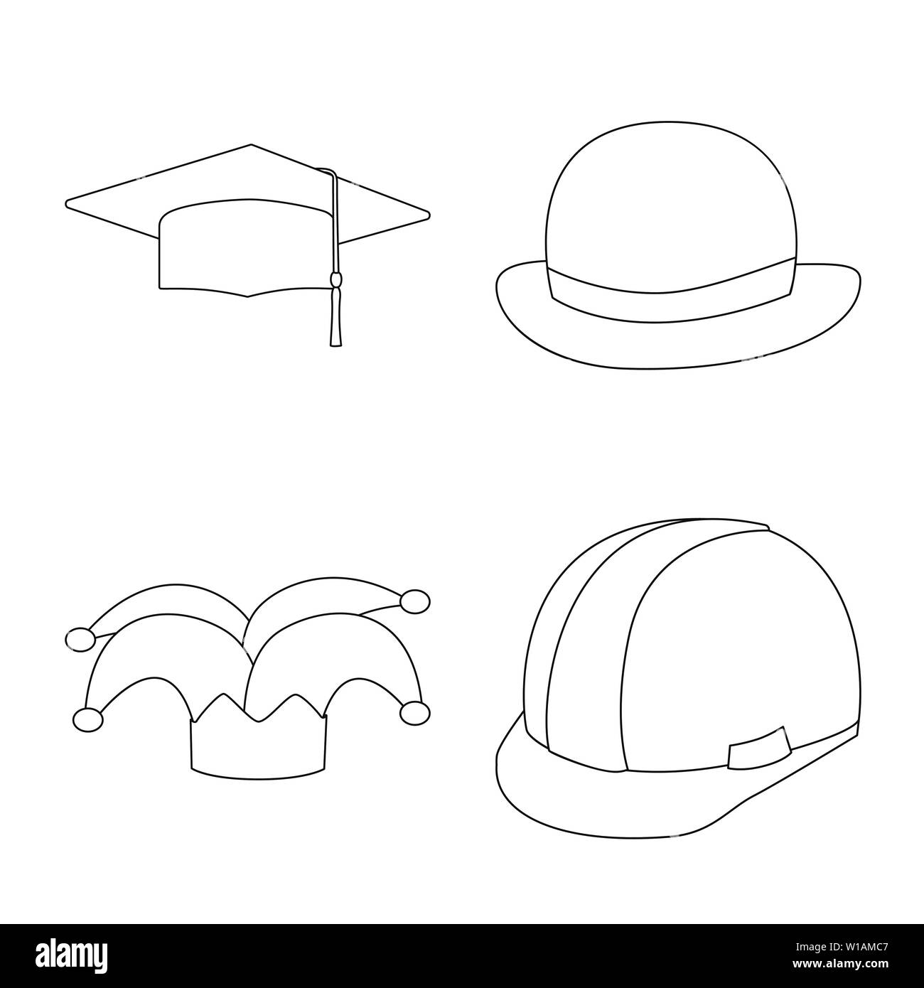 Vektor Design von Kopfbedeckungen und napper Symbol. Satz von Kopfbedeckungen und Helm Lager Symbol für das Web. Stock Vektor