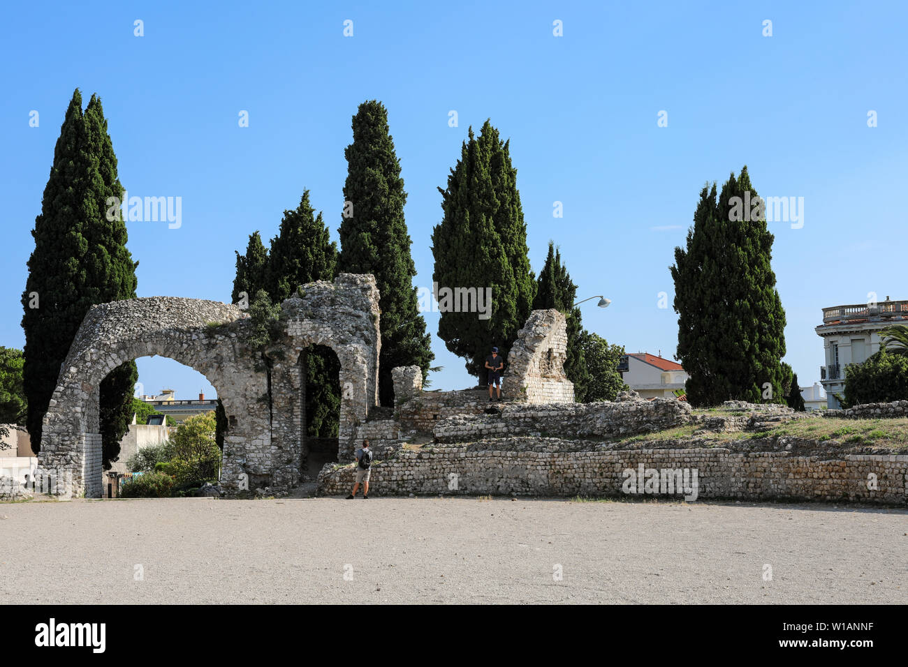 Ruinen von cemenelum, der Hauptstadt der römischen Provinz Alpes Maritimae an der ligurischen Küste, in Nizza, Frankreich. Stockfoto