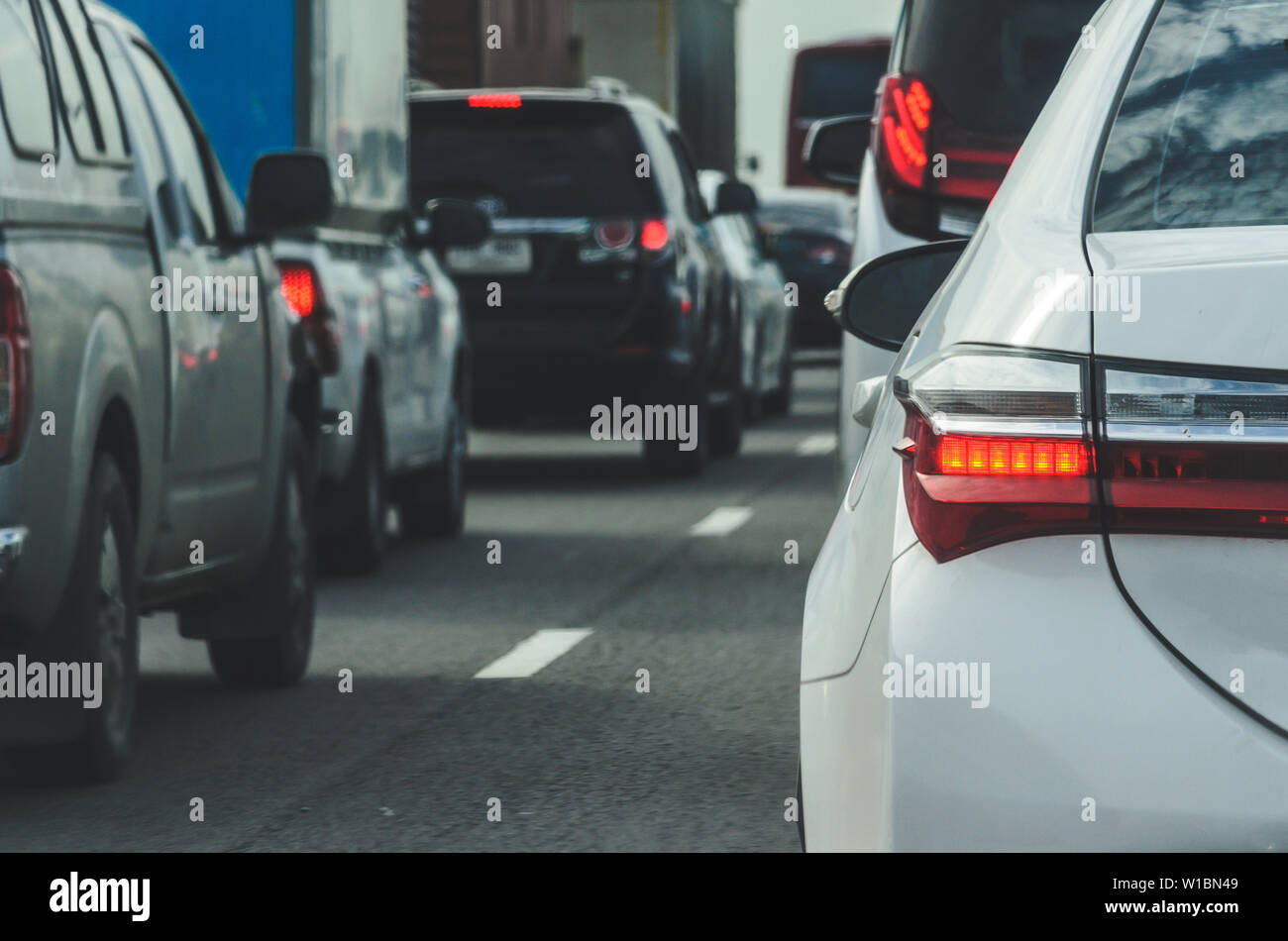 Staus auf der Autobahn in Bangkok, Thailand. Stockfoto