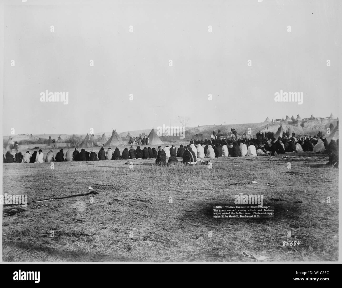 Rat der Sioux Leiter und Führer, die den indischen Kriegen angesiedelt, Pine Ridge, South Dakota, 1891 Stockfoto