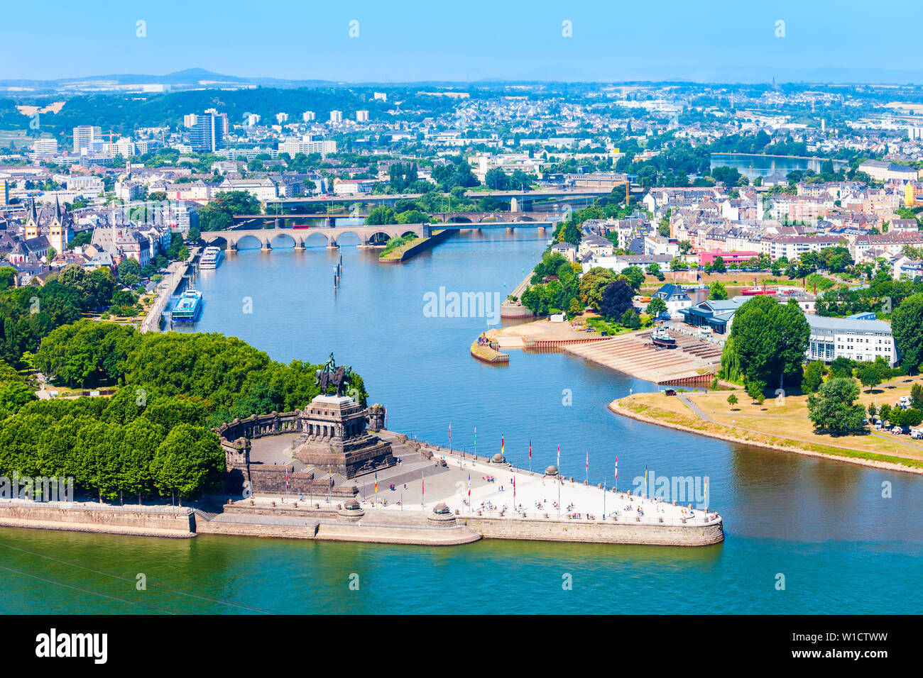 Deutsches Eck oder Deutsche Ecke ist der Name einer Landspitze in Koblenz, wo die Mosel Rhein in Deutschland schließt sich Stockfoto