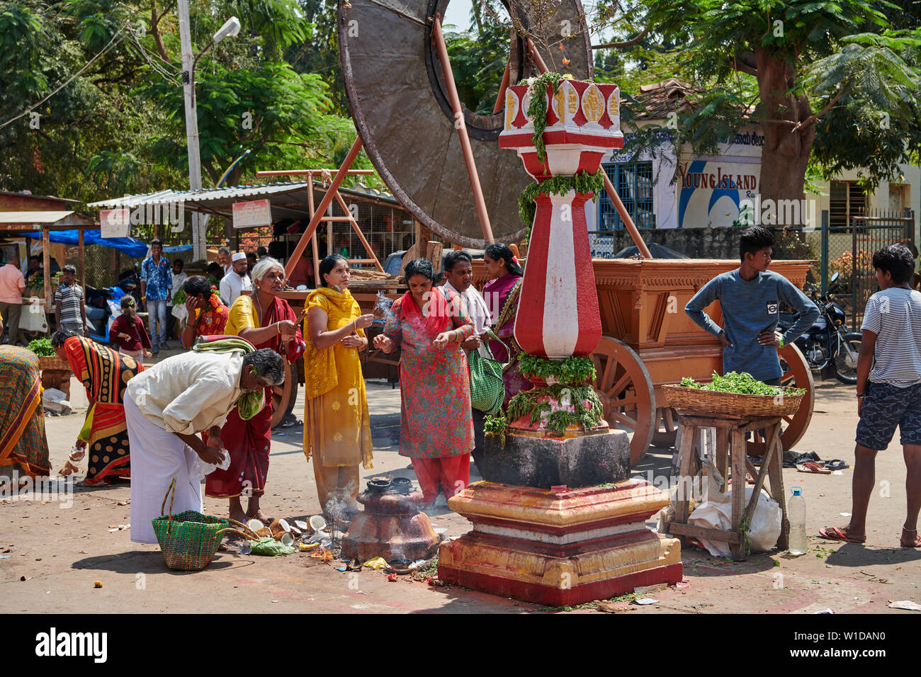Die Zeremonie an ranganathaswamy Tempel, Srirangapatna, Karnataka, Indien Stockfoto