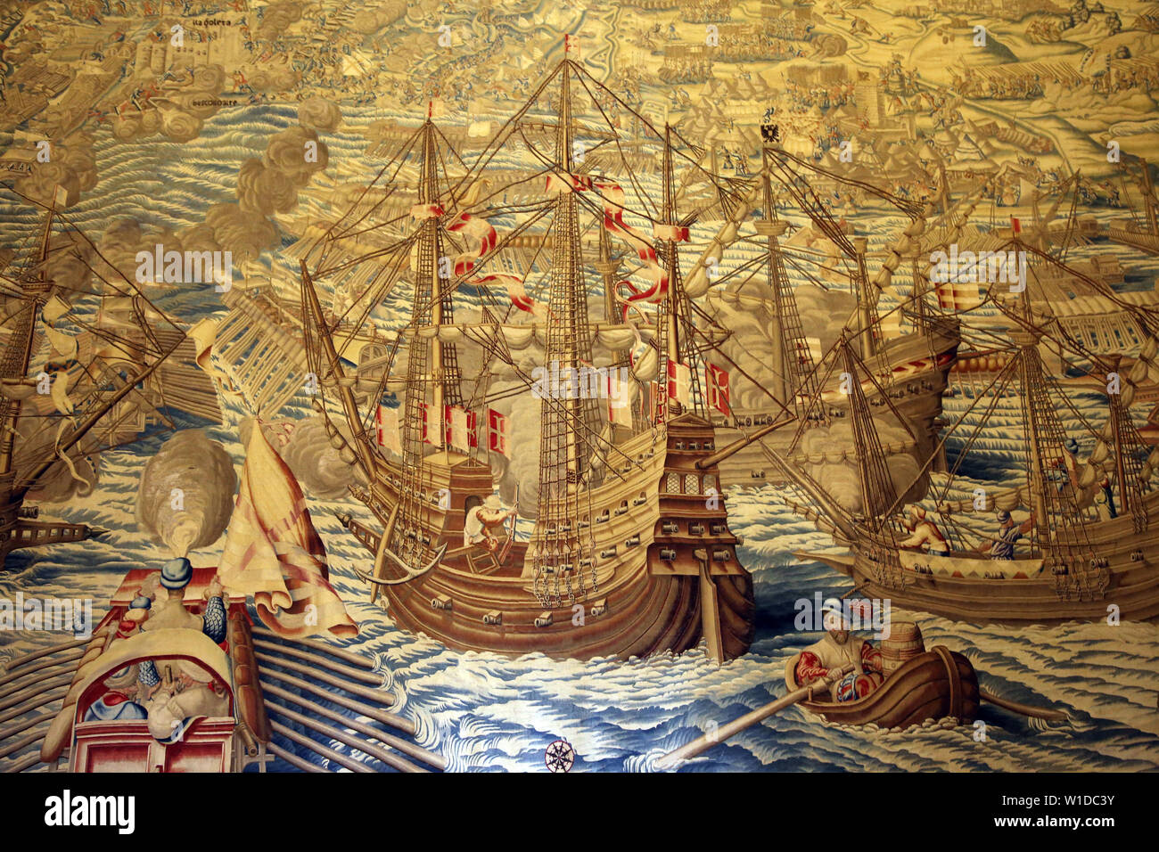 Spanien. Sevilla. Royal Alcazars. Tapisserie. N¼. Vii. Eroberung von Tunis, 1535. Bombardament von La Goletta, Hafen von Tunesien. Stockfoto