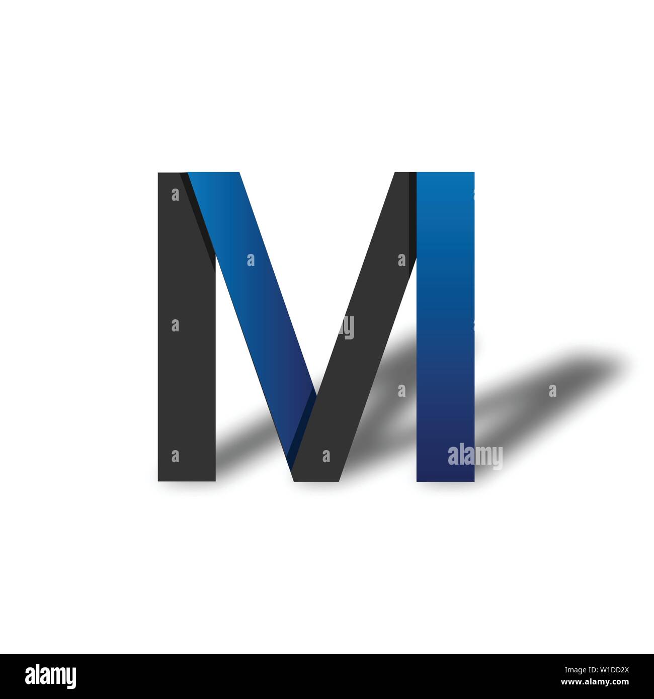 Buchstabe M Logo Vector Illustration Vorlage. Kreative m Schreiben logo mit Schatten in der Rückseite Stock Vektor