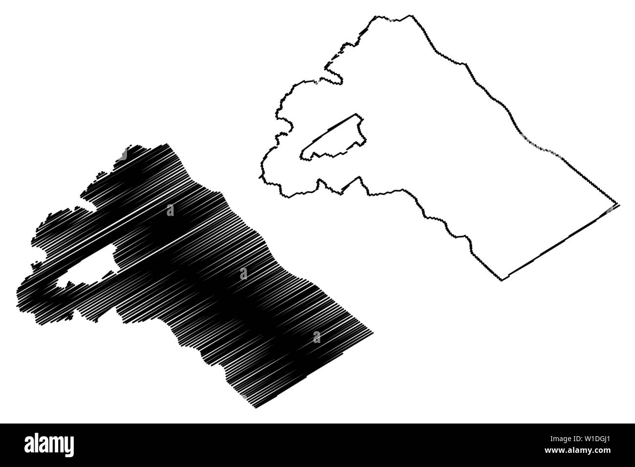 Rif Dimashq Governatorats (Gouvernements von Syrien, Arabische Republik Syrien) Karte Vektor-illustration, kritzeln Skizze Rif Dimashq Karte Stock Vektor