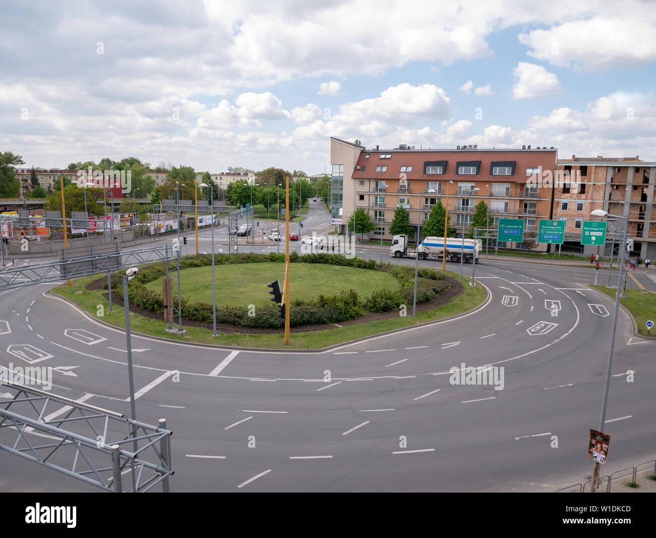 Györ Ungarn 05 07 2019 ist eine multi-lane Kreisverkehr in Györ Stockfoto