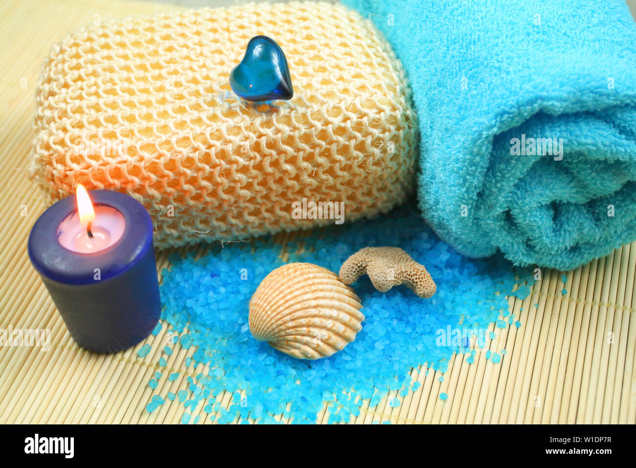 Entspannende Spa in blauer Farbe zu beruhigen. Meer Erinnerungen Stockfoto