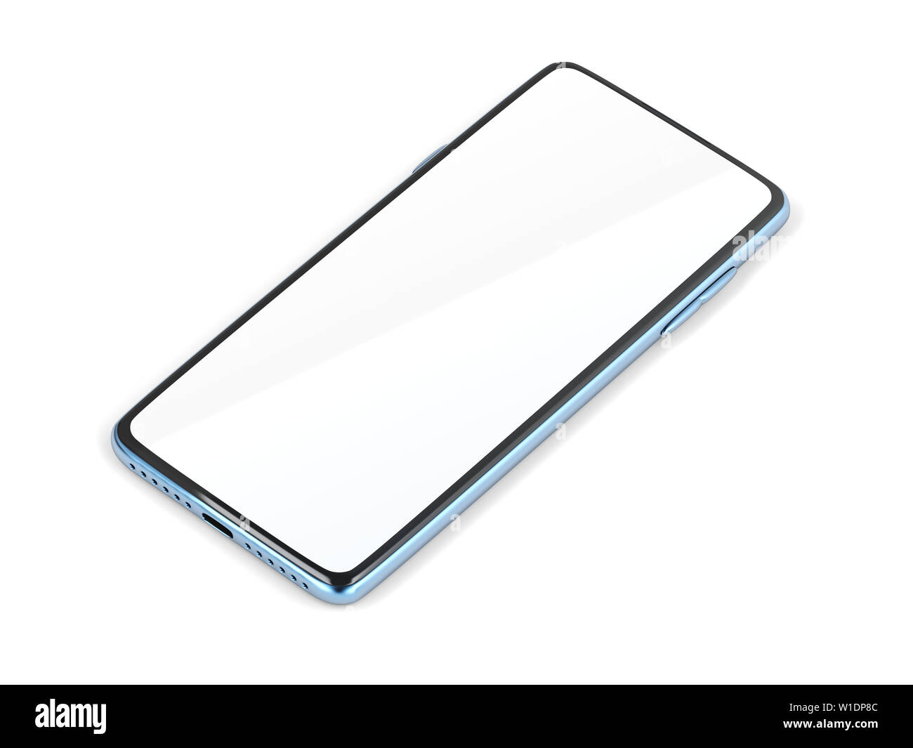 Blende - weniger Smartphone mit leere Anzeige auf weißem Hintergrund Stockfoto