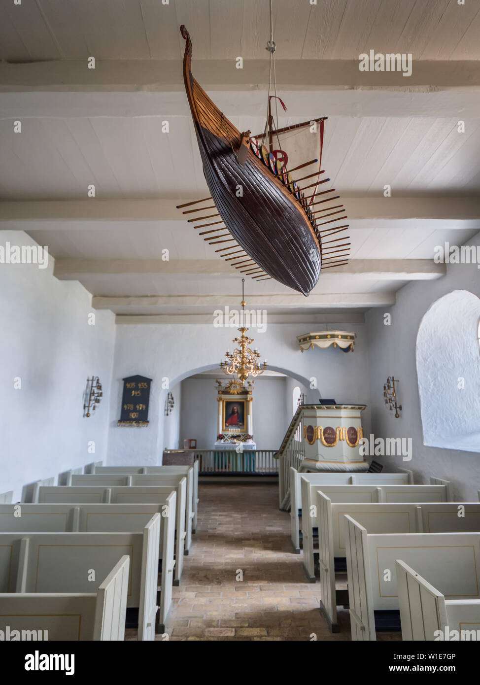 Hjarnoe Insel Kirche einer der kleinsten in Dänemark Stockfoto
