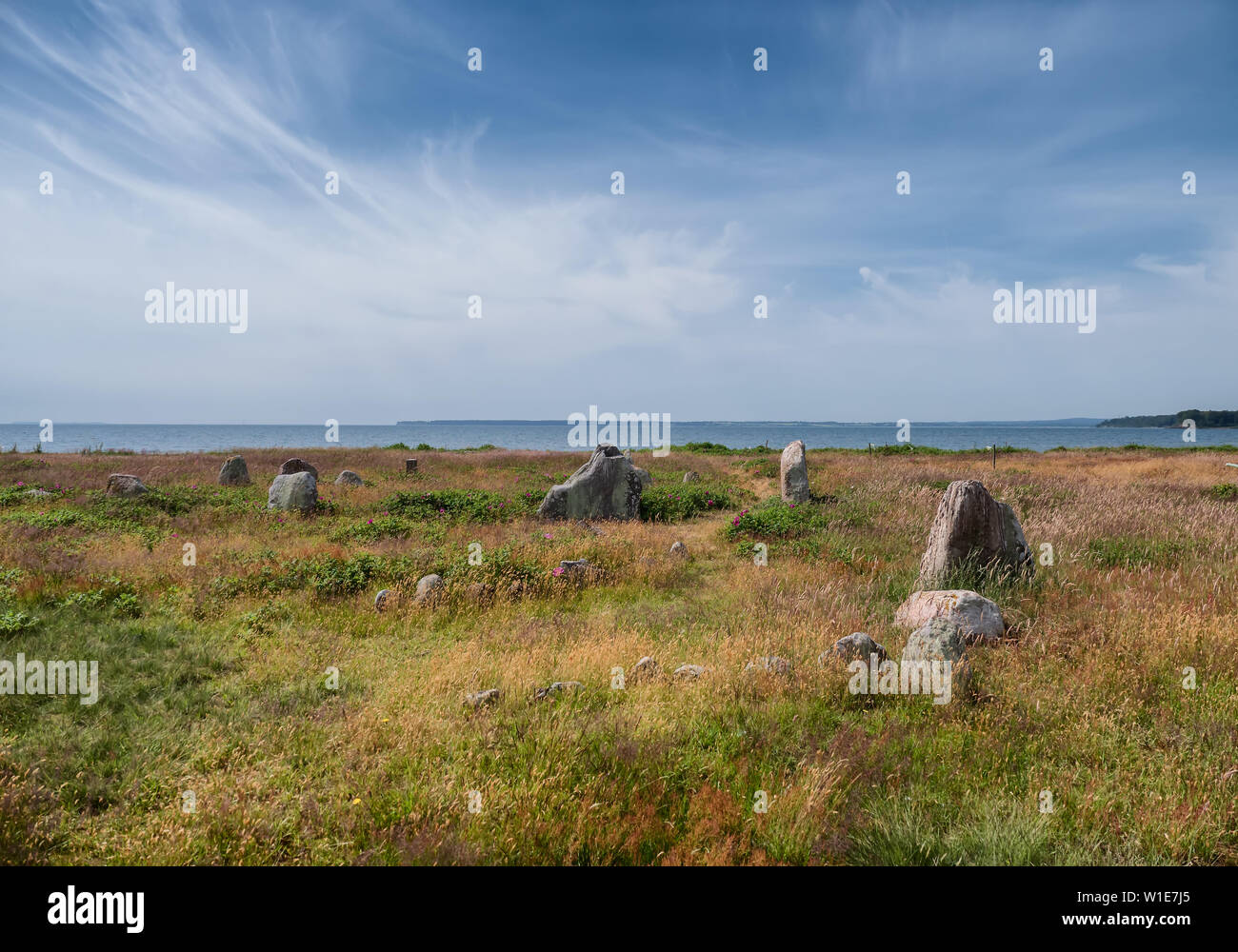 Eisenzeit Grabhügel auf Hjarnoe Insel in Dänemark Stockfoto