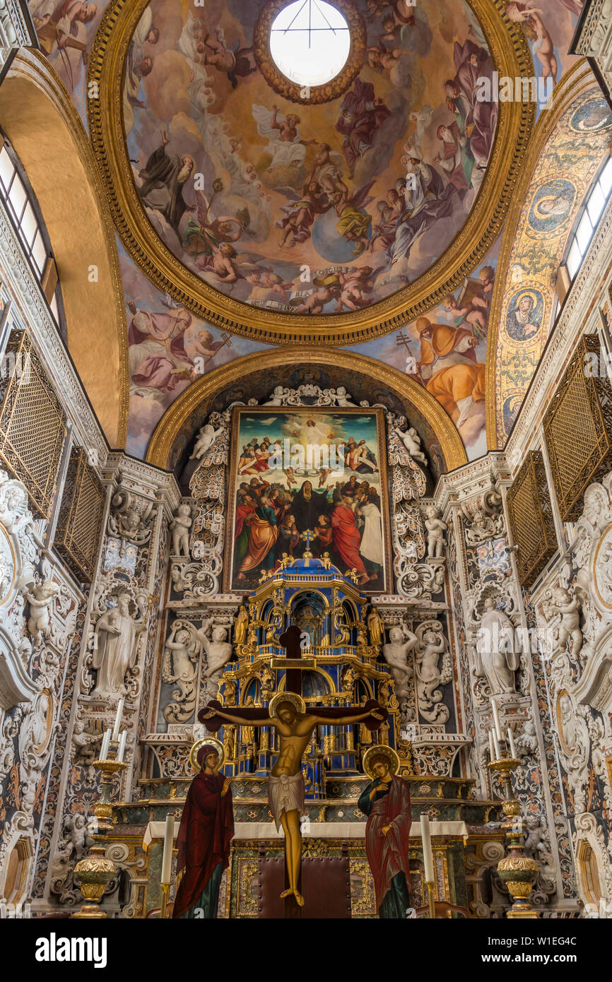 Innenraum der Santa Maria dell'Ammiraglio Kirche (Kirche La Martorana), UNESCO-Weltkulturerbe, Palermo, Sizilien, Italien, Europa Stockfoto