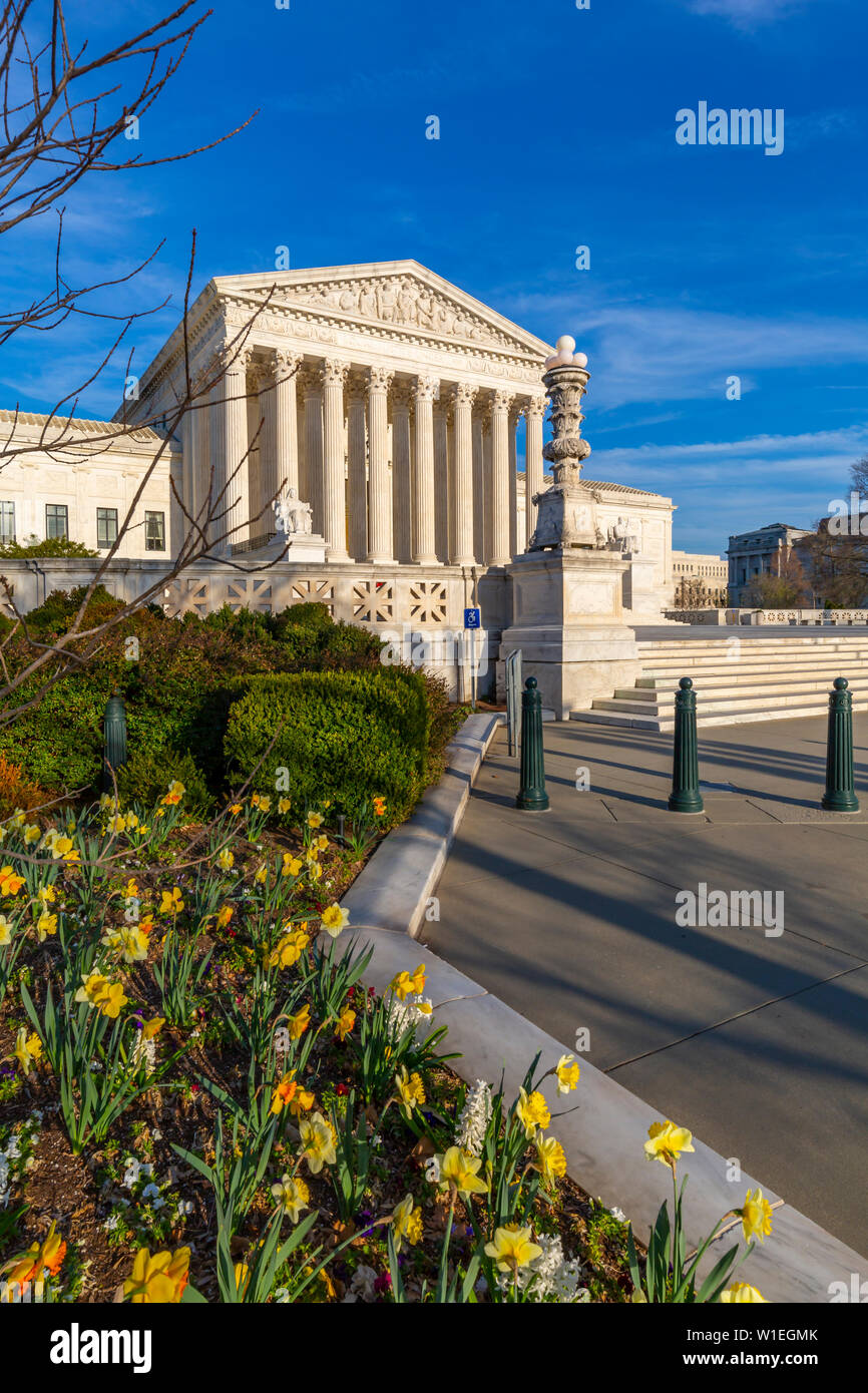 Der Oberste Gerichtshof der Vereinigten Staaten im Frühjahr, Washington D.C., Vereinigte Staaten von Amerika, Nordamerika Stockfoto