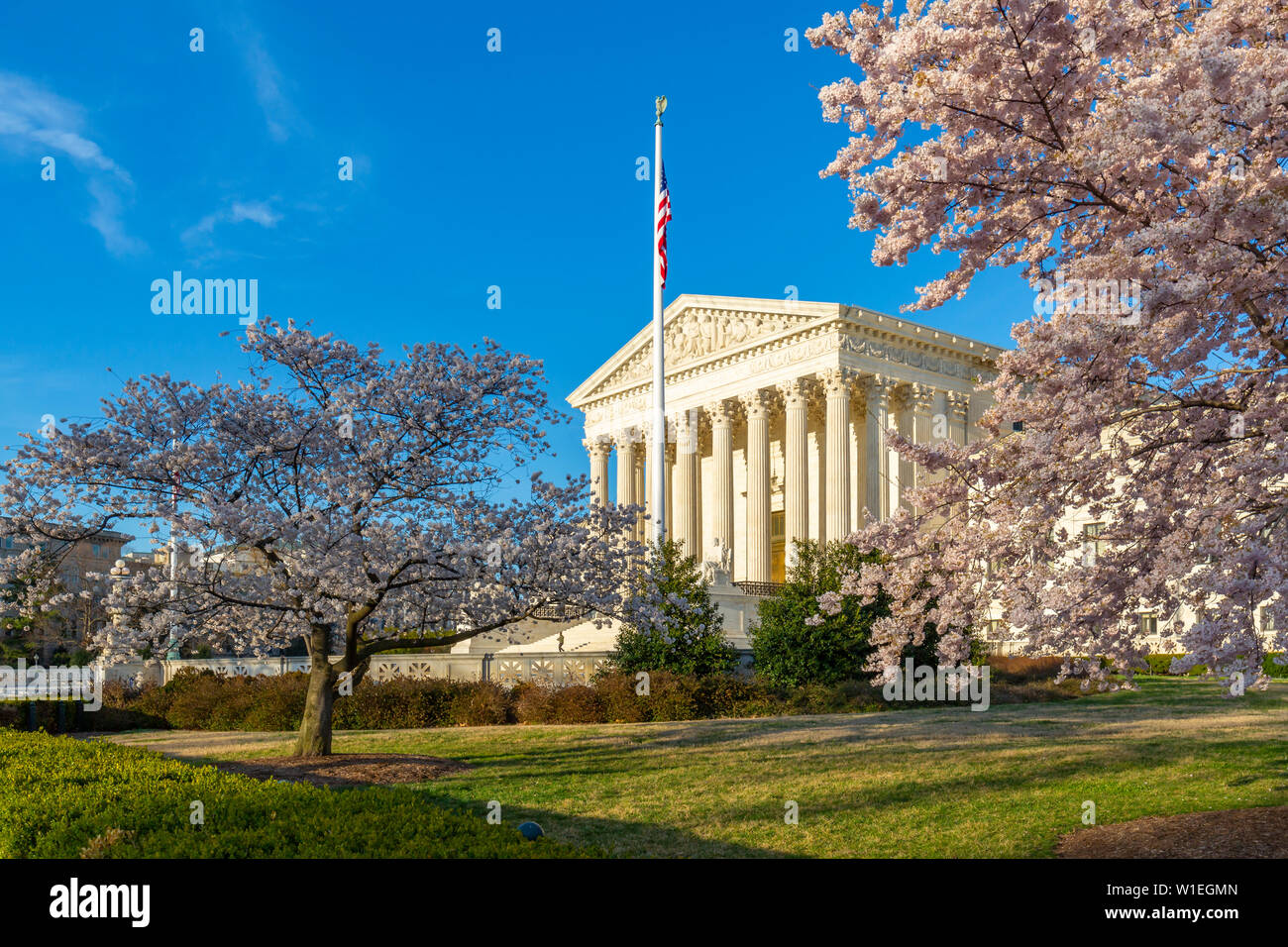 Der Oberste Gerichtshof der Vereinigten Staaten im Frühjahr, Washington D.C., Vereinigte Staaten von Amerika, Nordamerika Stockfoto