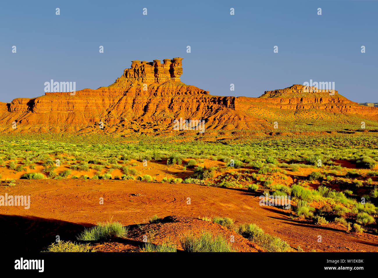 Bildung im Tal der Götter genannt die Sieben Segler, in der Nähe der Stadt Mexican Hat, Utah, Vereinigte Staaten von Amerika, Nordamerika Stockfoto