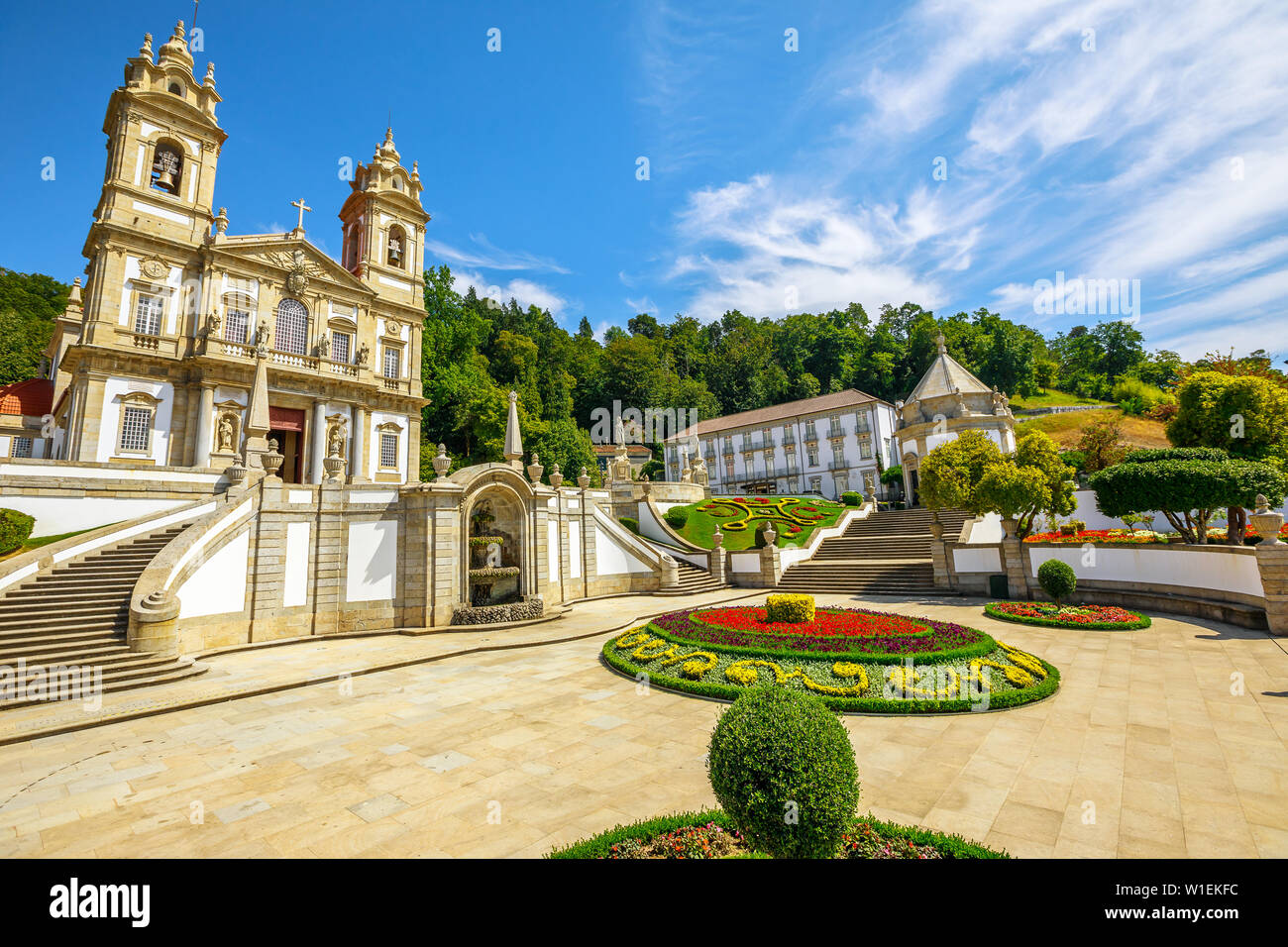 Die historische Kirche (Basilika) Bom Jesus do Monte und öffentlichen Garten, Tenoes, Braga, Minho, Portugal, Europa Stockfoto