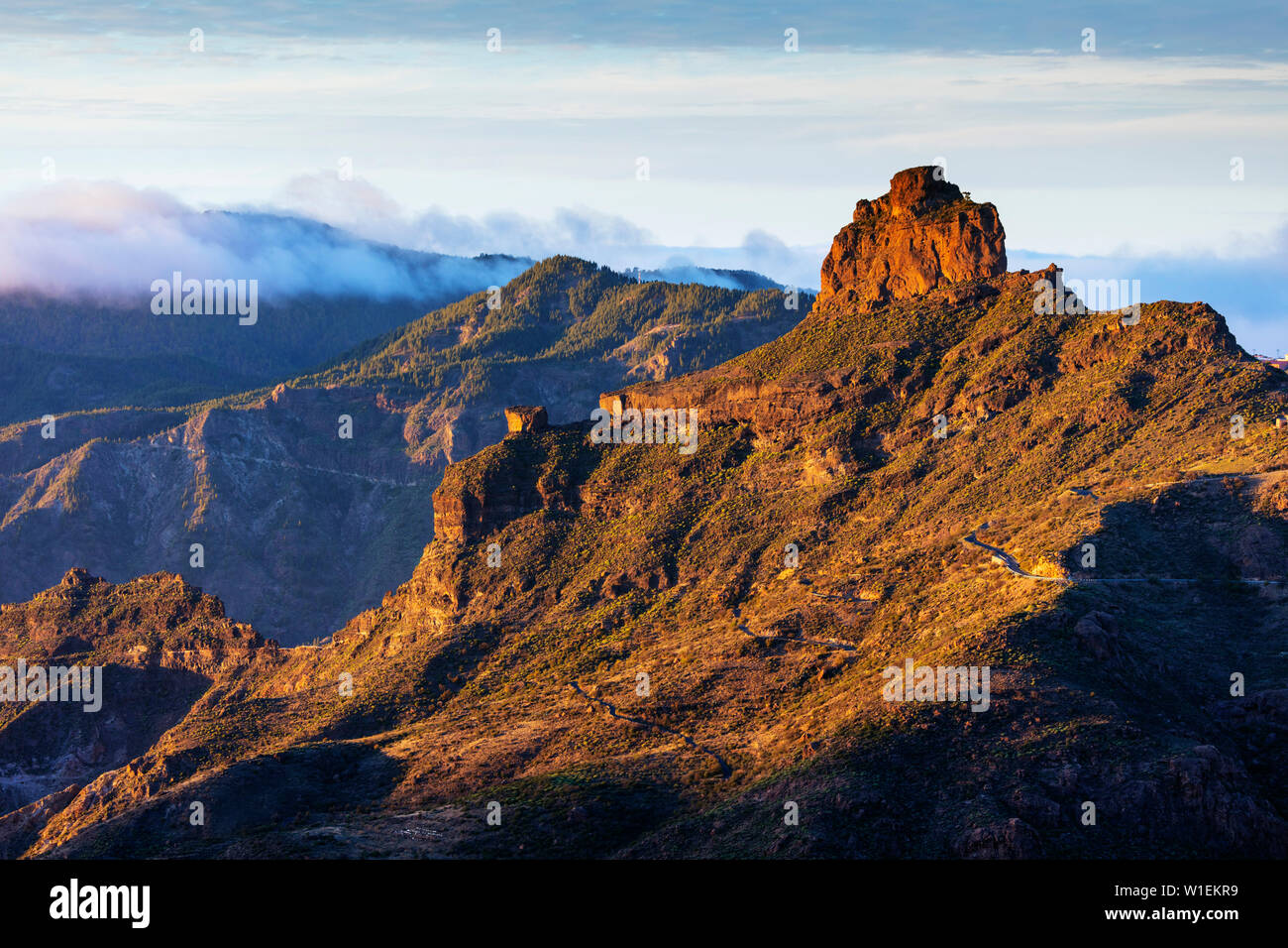 Roque Bentayga, Gran Canaria, Kanarische Inseln, Spanien, Atlantik, Europa Stockfoto