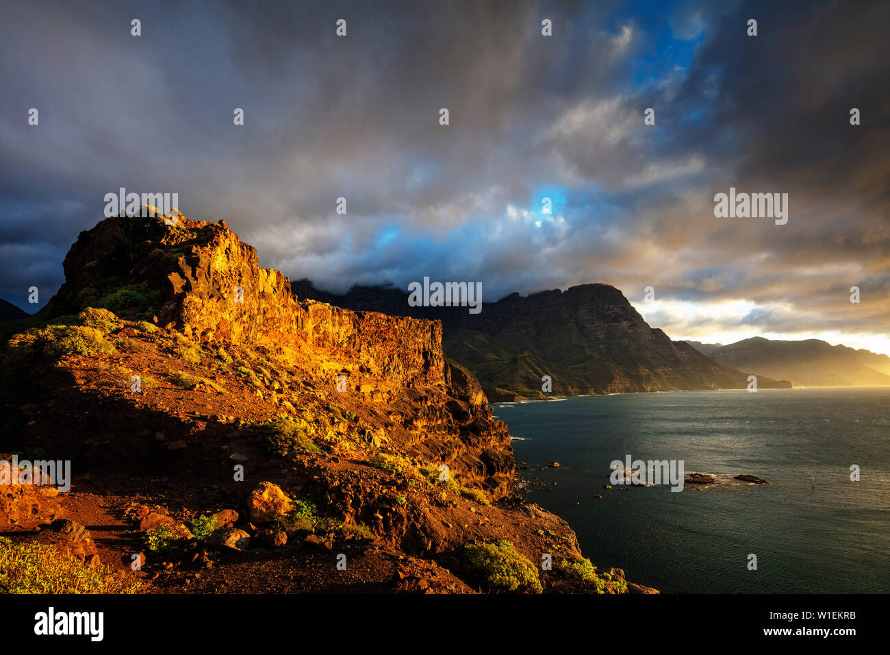 Küste, Agaete, Gran Canaria, Kanarische Inseln, Spanien, Atlantik, Europa Stockfoto