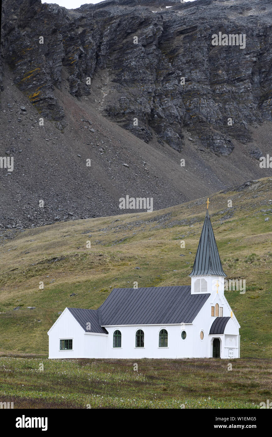 Walfänger Kirche in Grytviken, Südgeorgien, Polargebiete Stockfoto